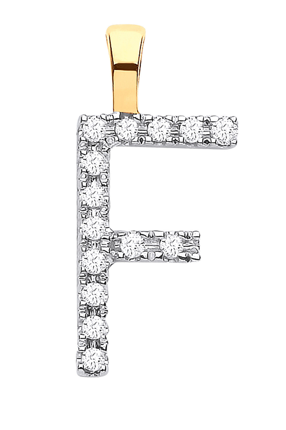 9ct Yellow Gold 0.05ct Diamond F Initial - 9ct Gold