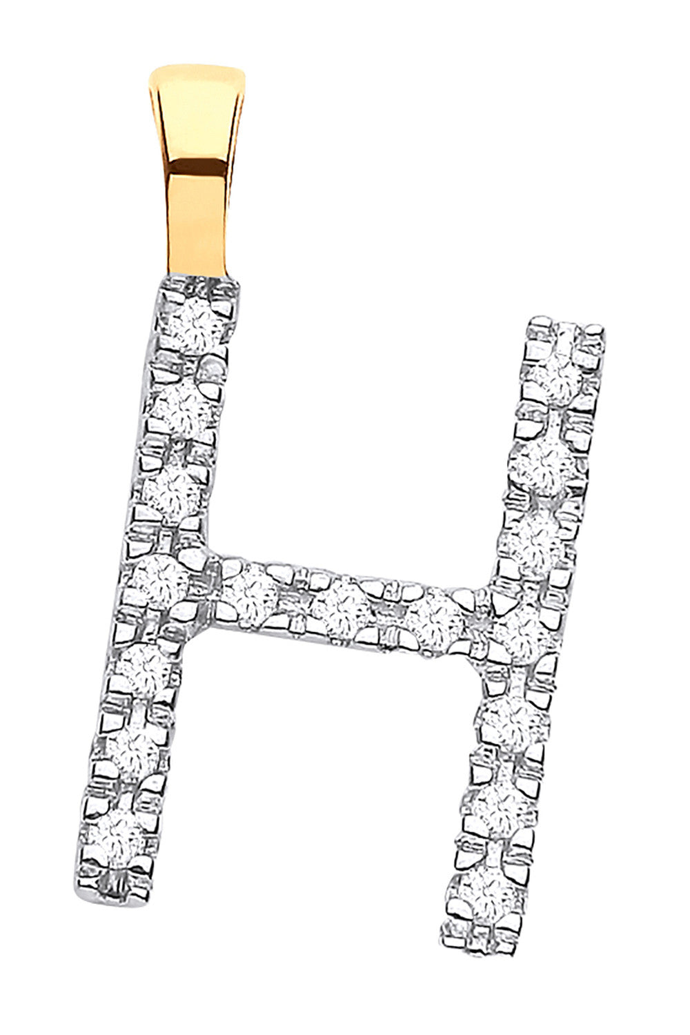 9ct Yellow Gold 0.05ct Diamond H Initial - 9ct Gold