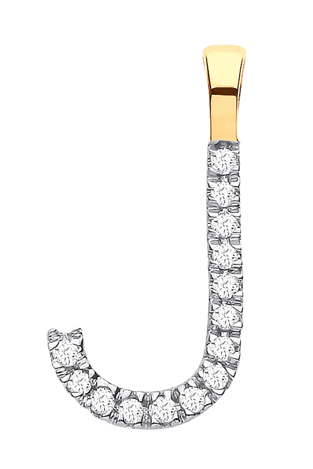 9ct Yellow Gold 0.05ct Diamond J Initial - 9ct Gold