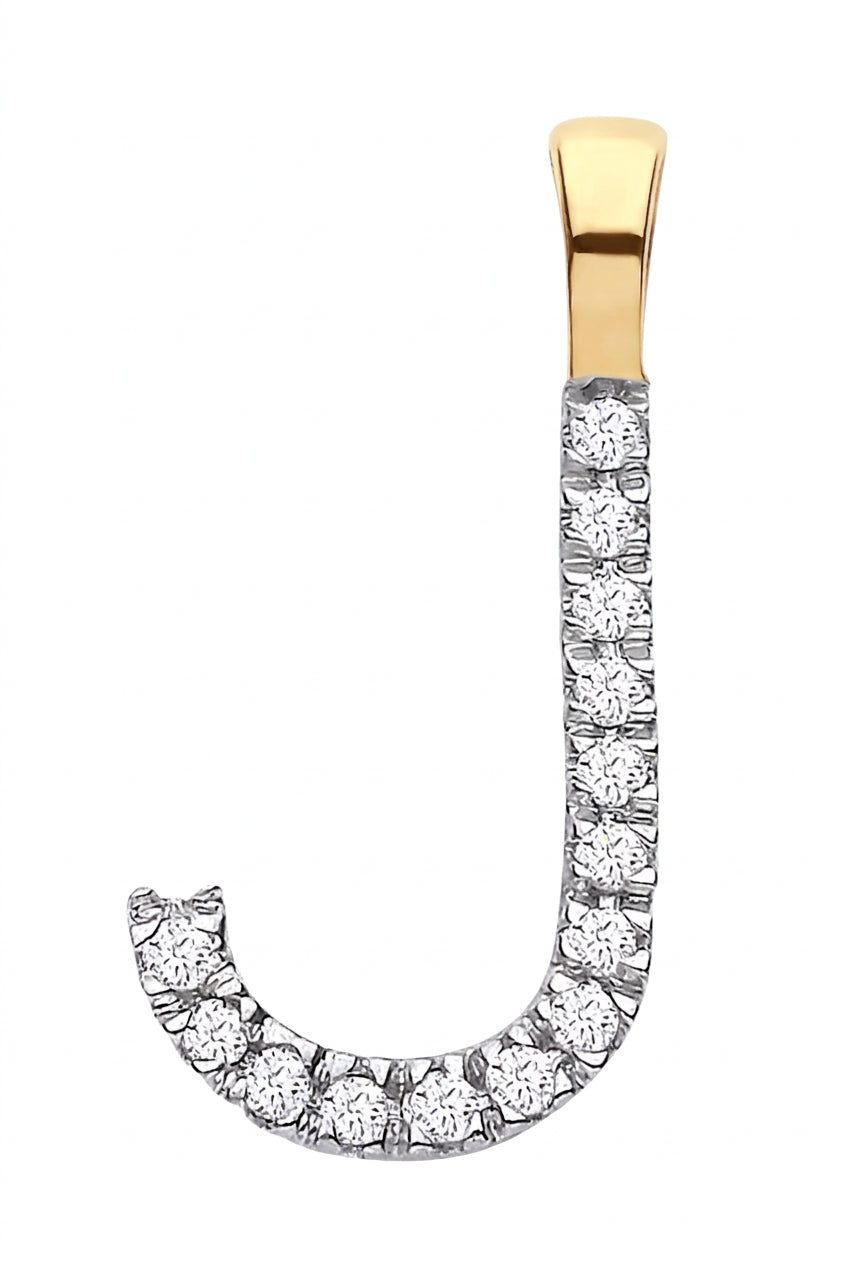 9ct Yellow Gold 0.05ct Diamond J Initial