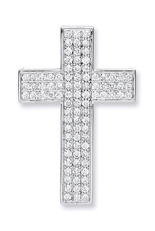 18ct White Gold Pave Set 0.80ct Diamond Cross - 18ct Gold