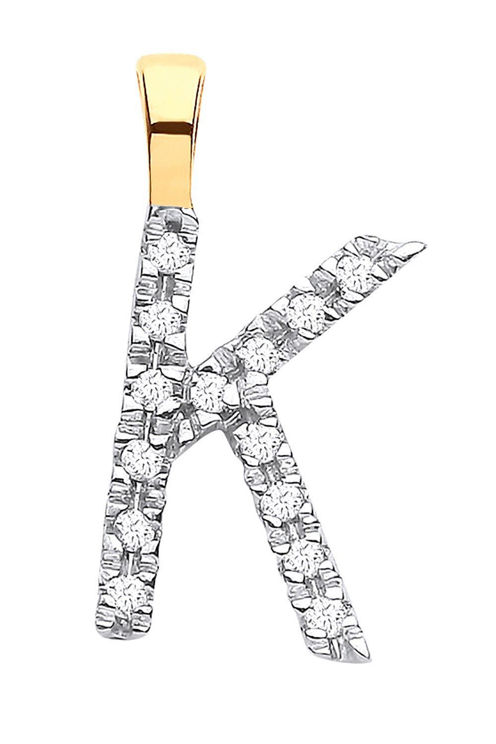 9ct Yellow Gold 0.05ct Diamond K Initial - 9ct Gold