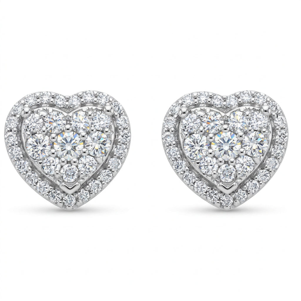18ct White Gold 0.45ct Diamond Heart Stud Earrings