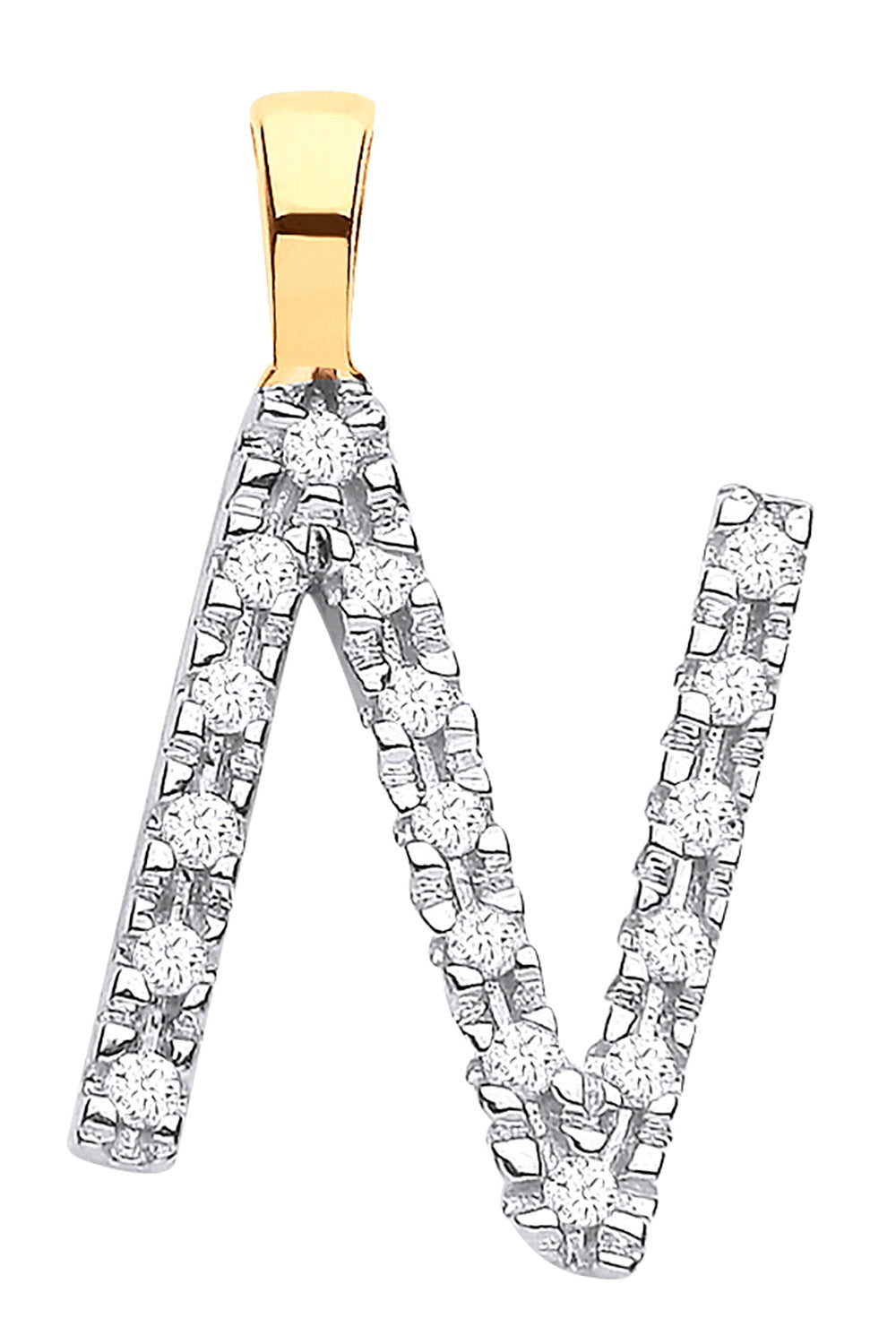 9ct Yellow Gold 0.05ct Diamond N Initial - 9ct Gold