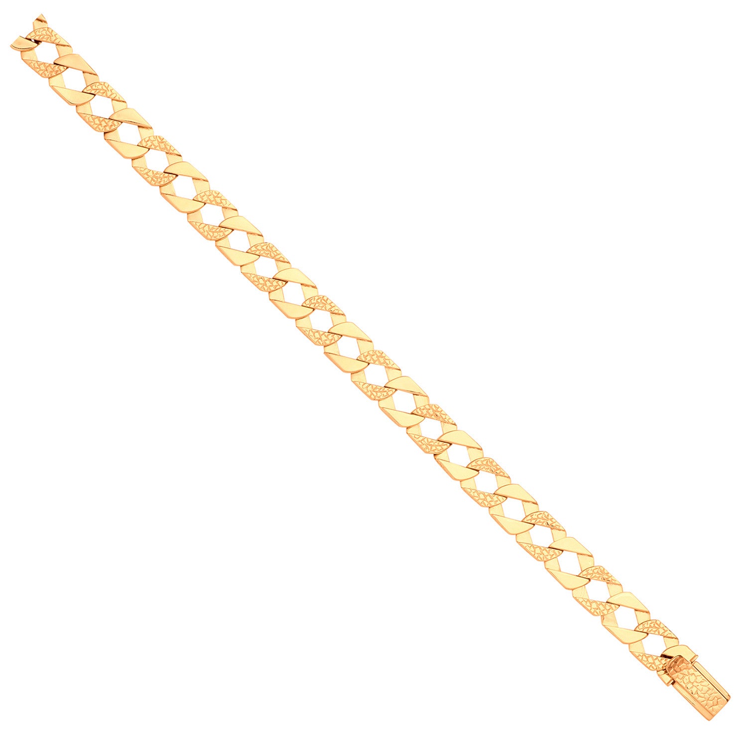 Yellow Gold Plain & Nugget 10.5mm Link Flat Curb Chain - 9ct Gold