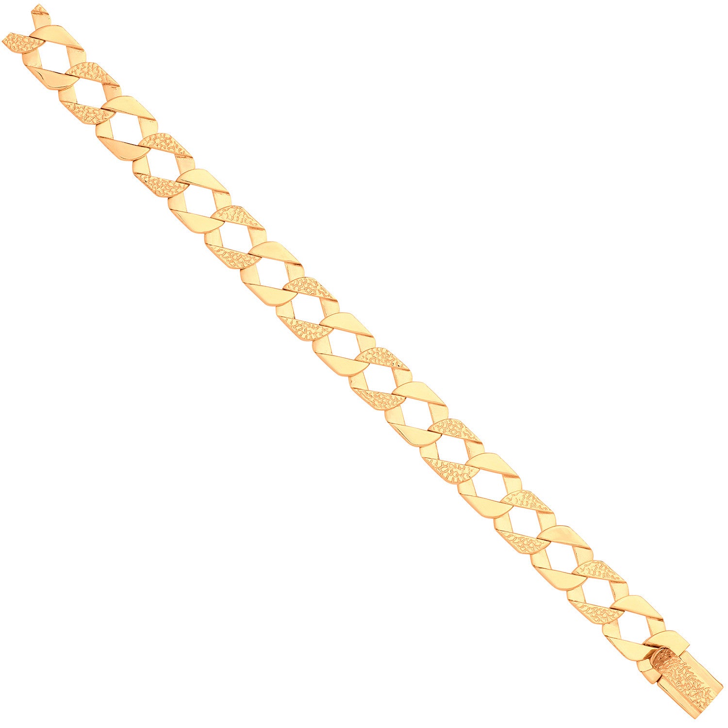 Yellow Gold Plain & Nugget 13mm Link Flat Curb Chain - 9ct Gold