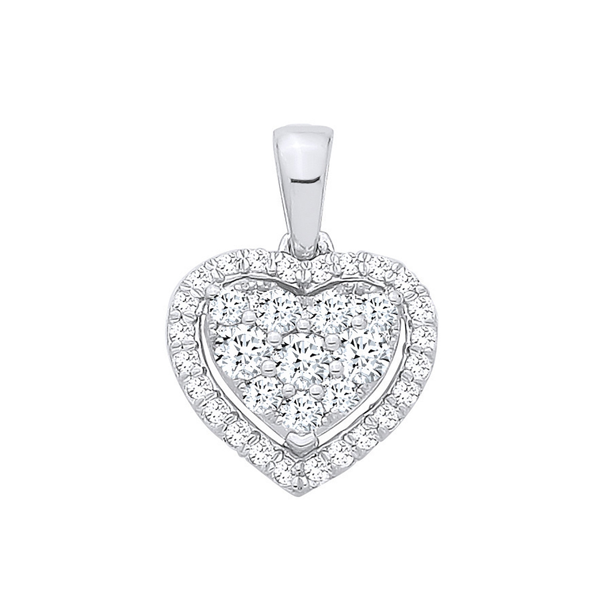18ct White Gold 0.40ct Diamond Heart Pendant - 18ct Gold