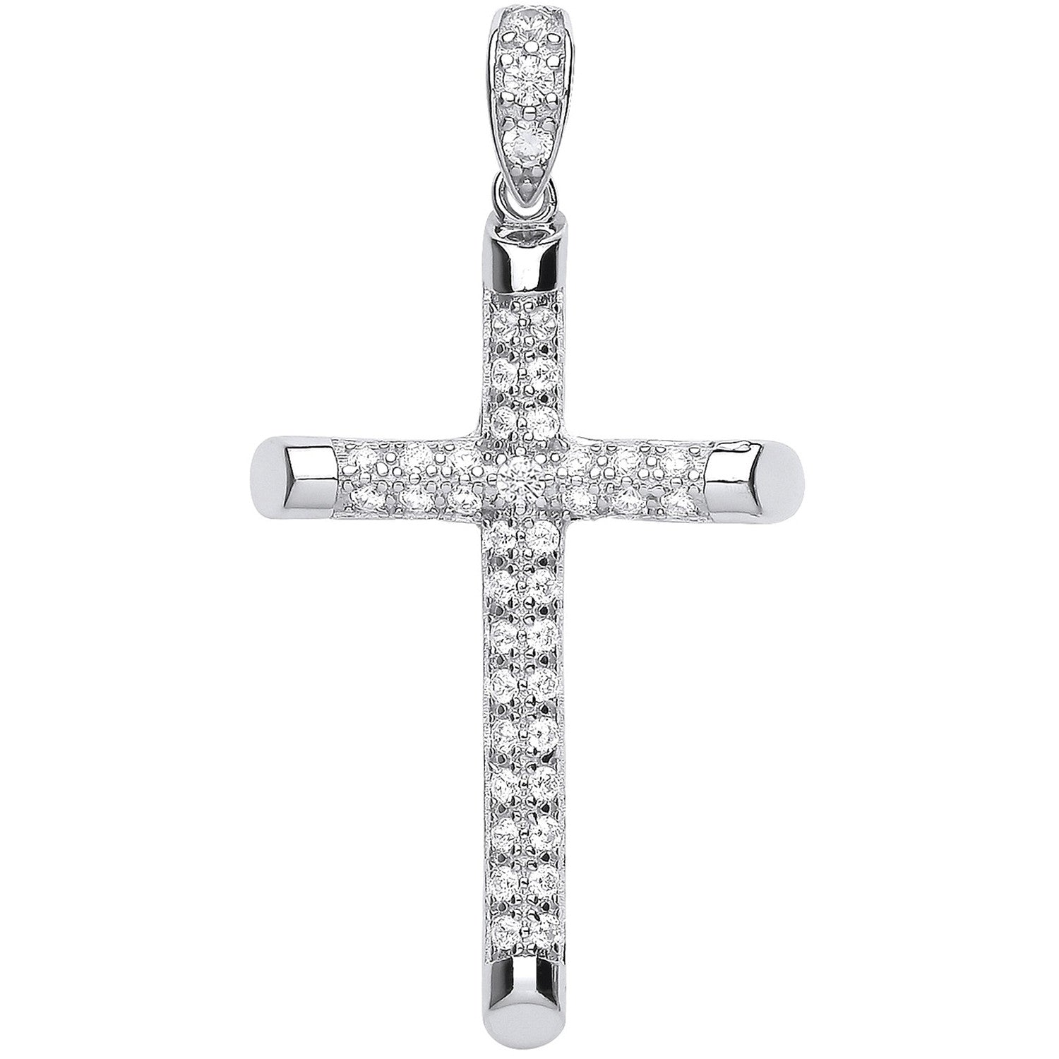 Silver Large Cubic Zirconia Cross - Silver