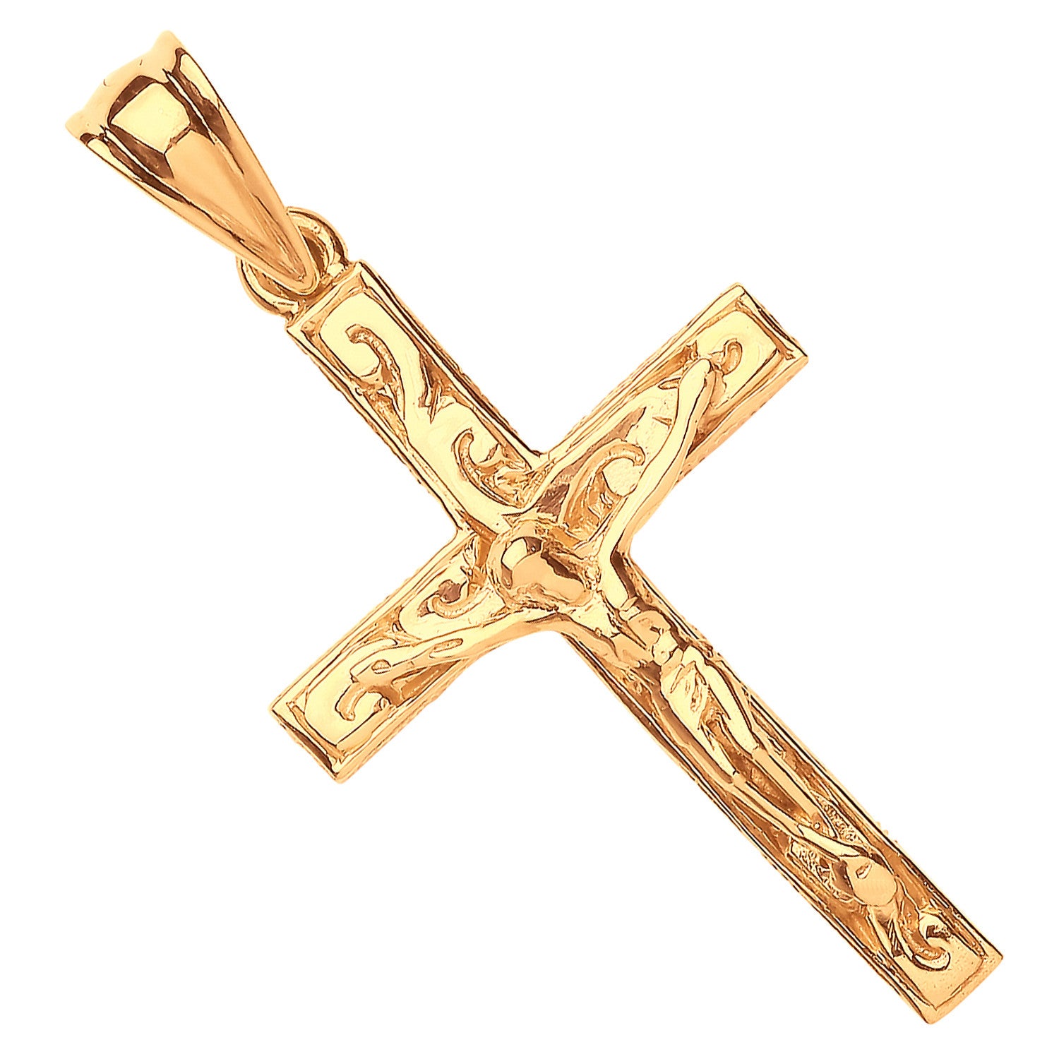 Yellow Gold Large Ornate Crucifix - 9ct Gold