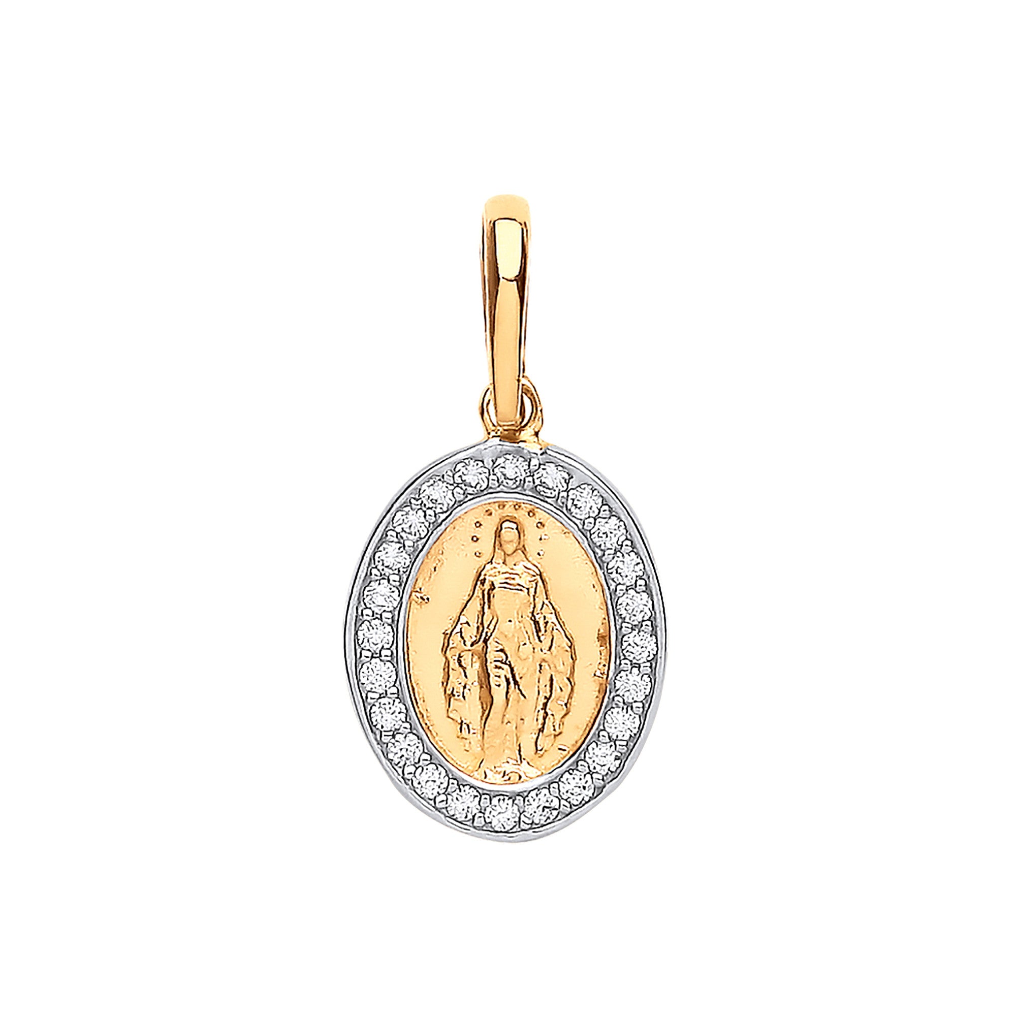 Yellow Gold Miraculous Medallion Cubic Zirconia Pendant - 9ct Gold