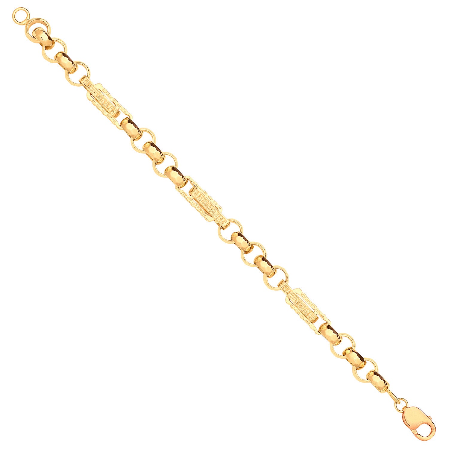 Yellow Gold Gypsy Link Belcher Gents Bracelet - 9ct Gold