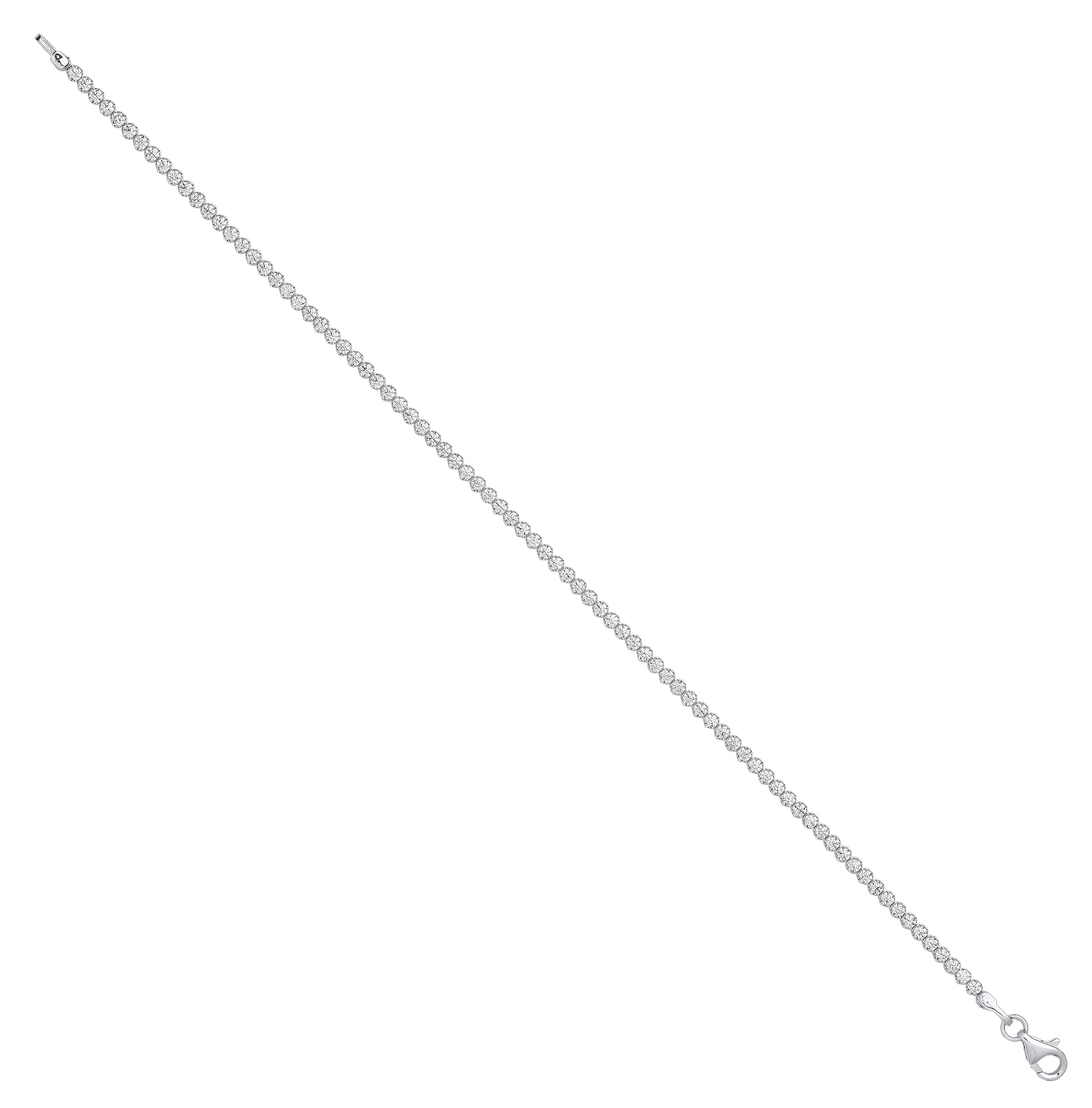 White Gold 2.1mm Round Cubic Zirconia Ladies Tennis Bracelet - 9ct Gold