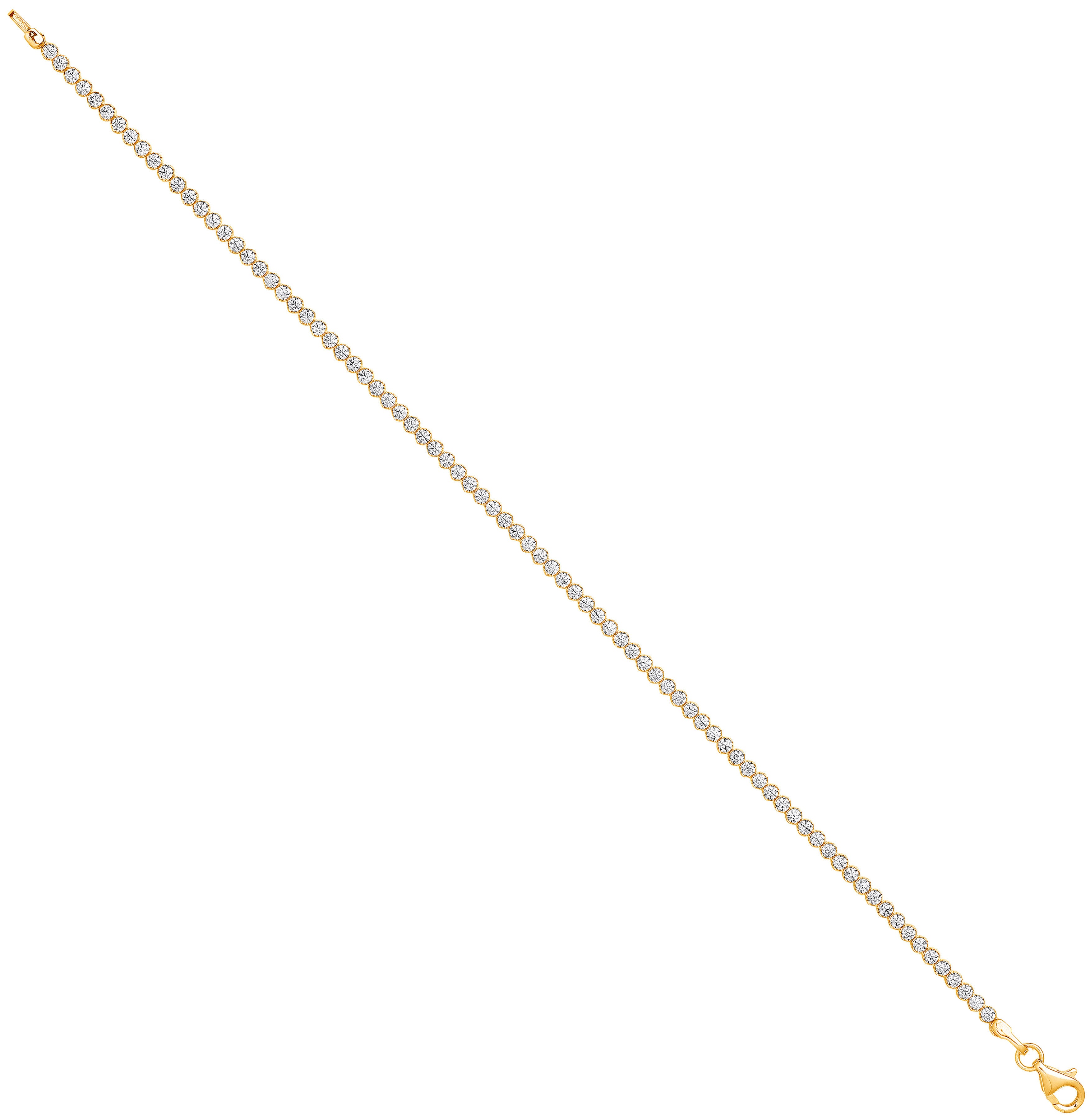 Yellow Gold 2.1mm Round Cubic Zirconia Ladies Tennis Bracelet - 9ct Gold