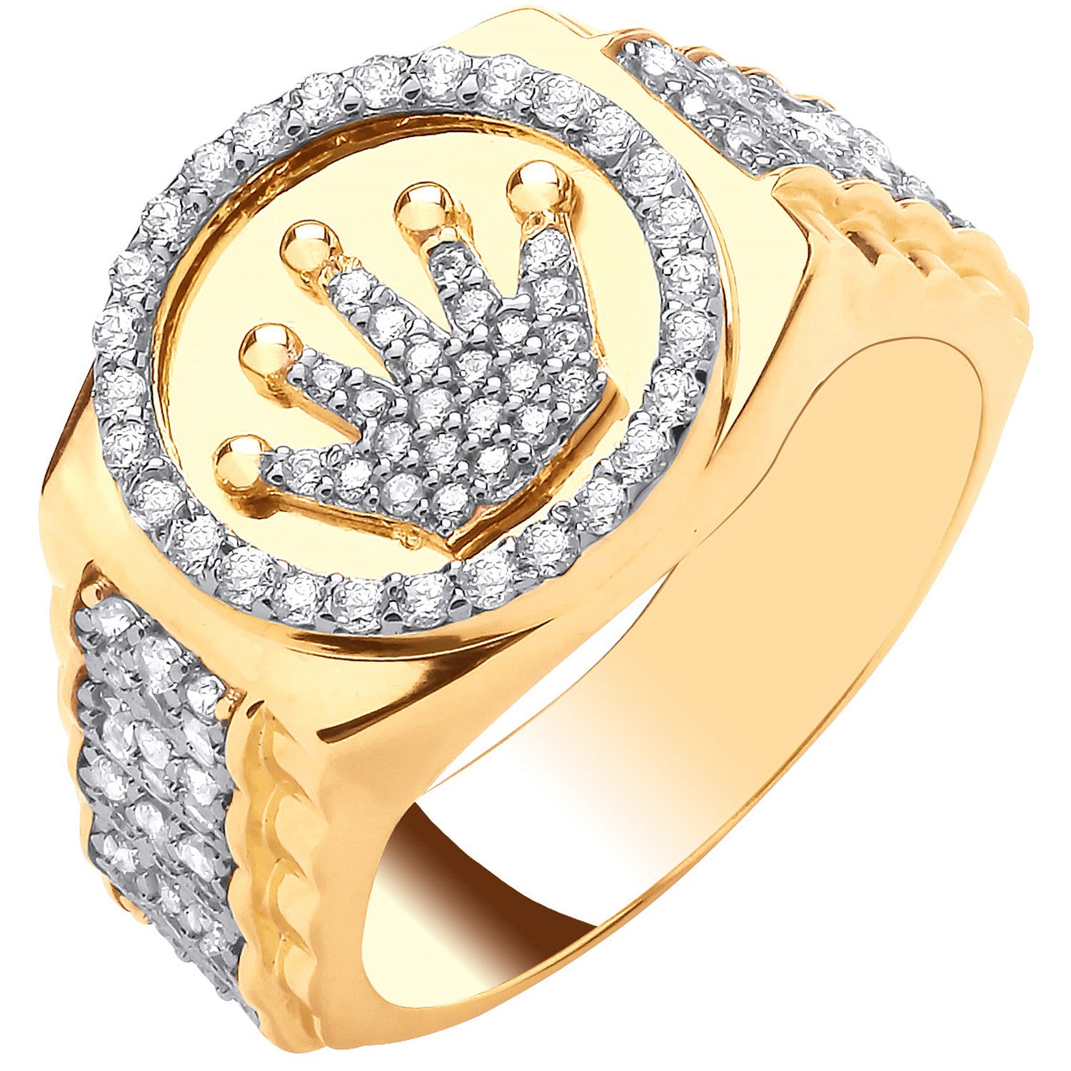 Yellow Gold Cubic Zirconia Crown Ring - 9ct Gold