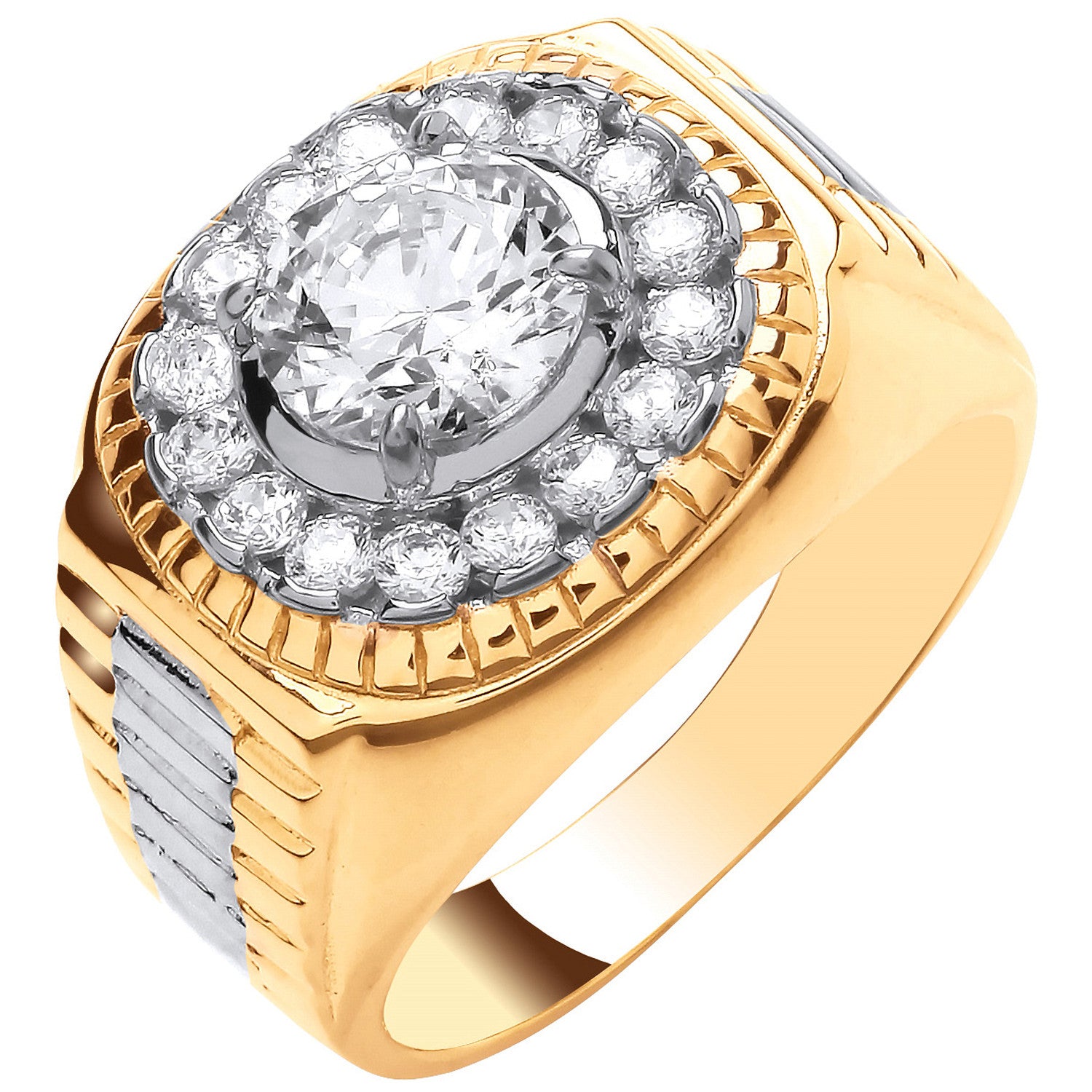 Yellow Gold 8.0mm Cubic Zirconia Fancy Ring - 9ct Gold