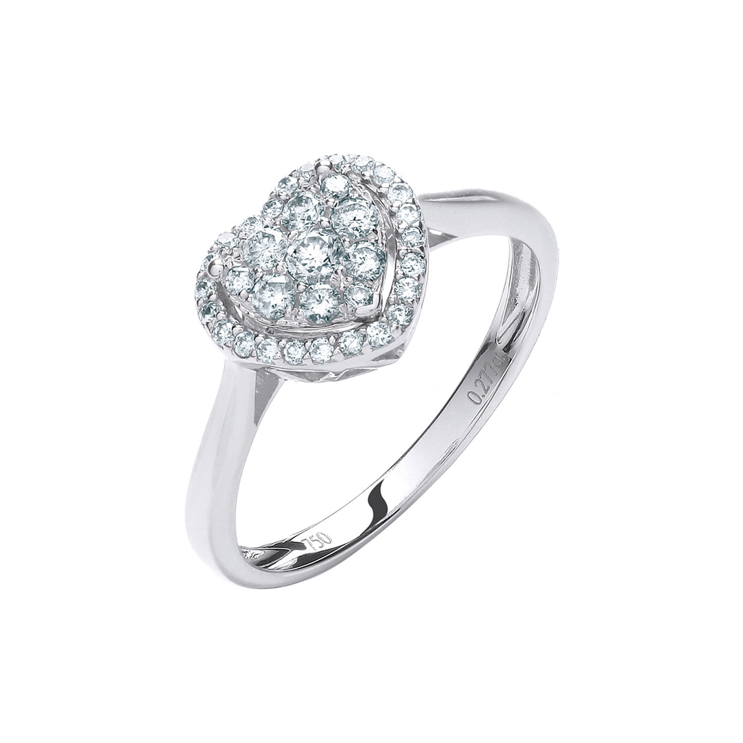 18ct White Gold 0.25ct Diamond Heart Ring - 18ct Gold
