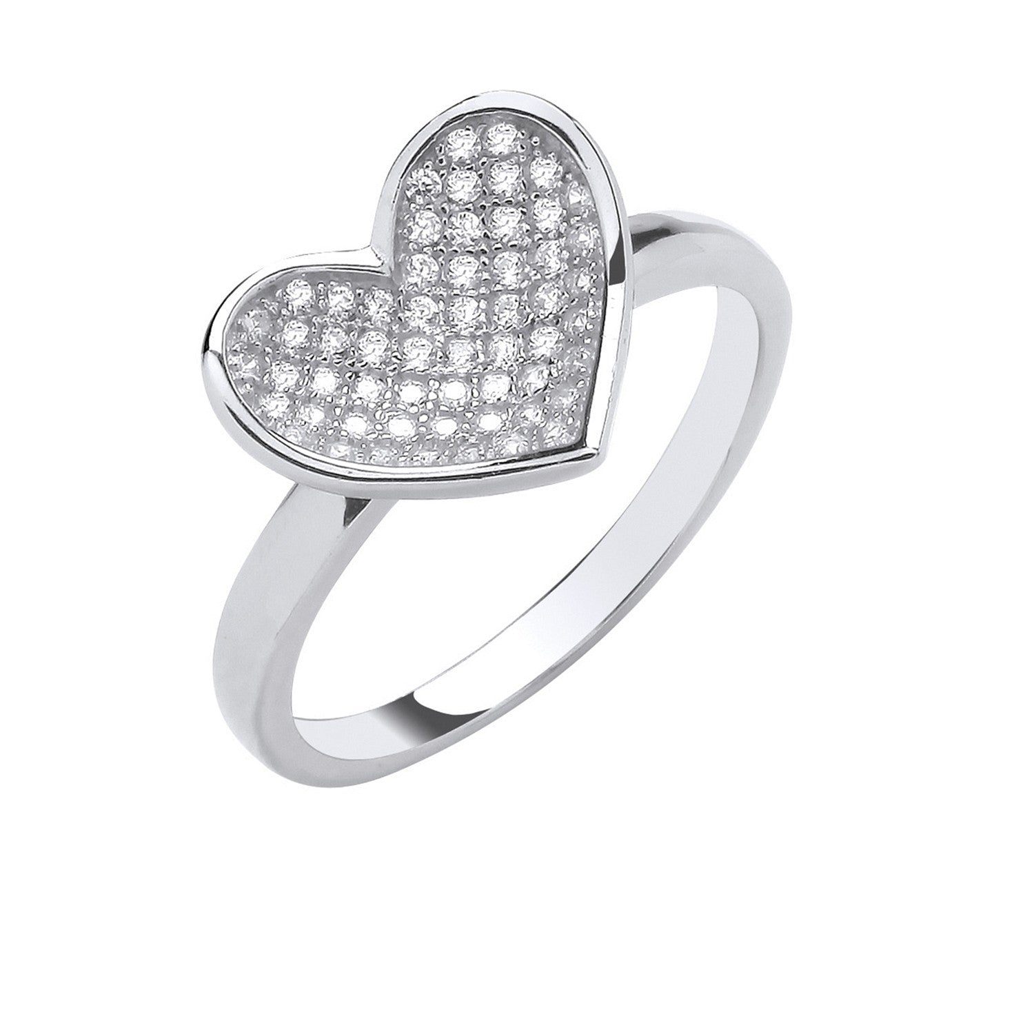 Silver Cubic Zirconia Heart Ring - Silver