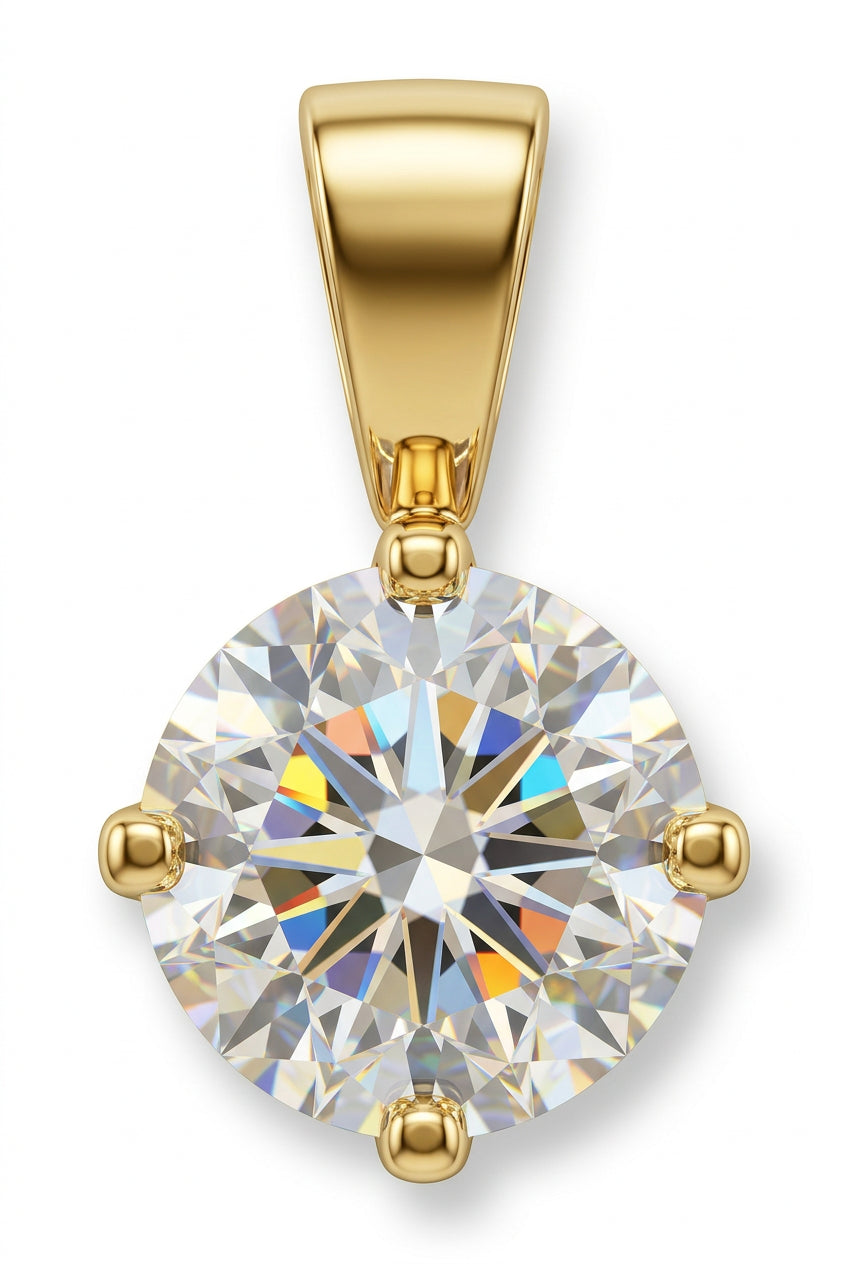 18ct Yellow Gold 1.00ct Claw Set Diamond Solitaire Pendant