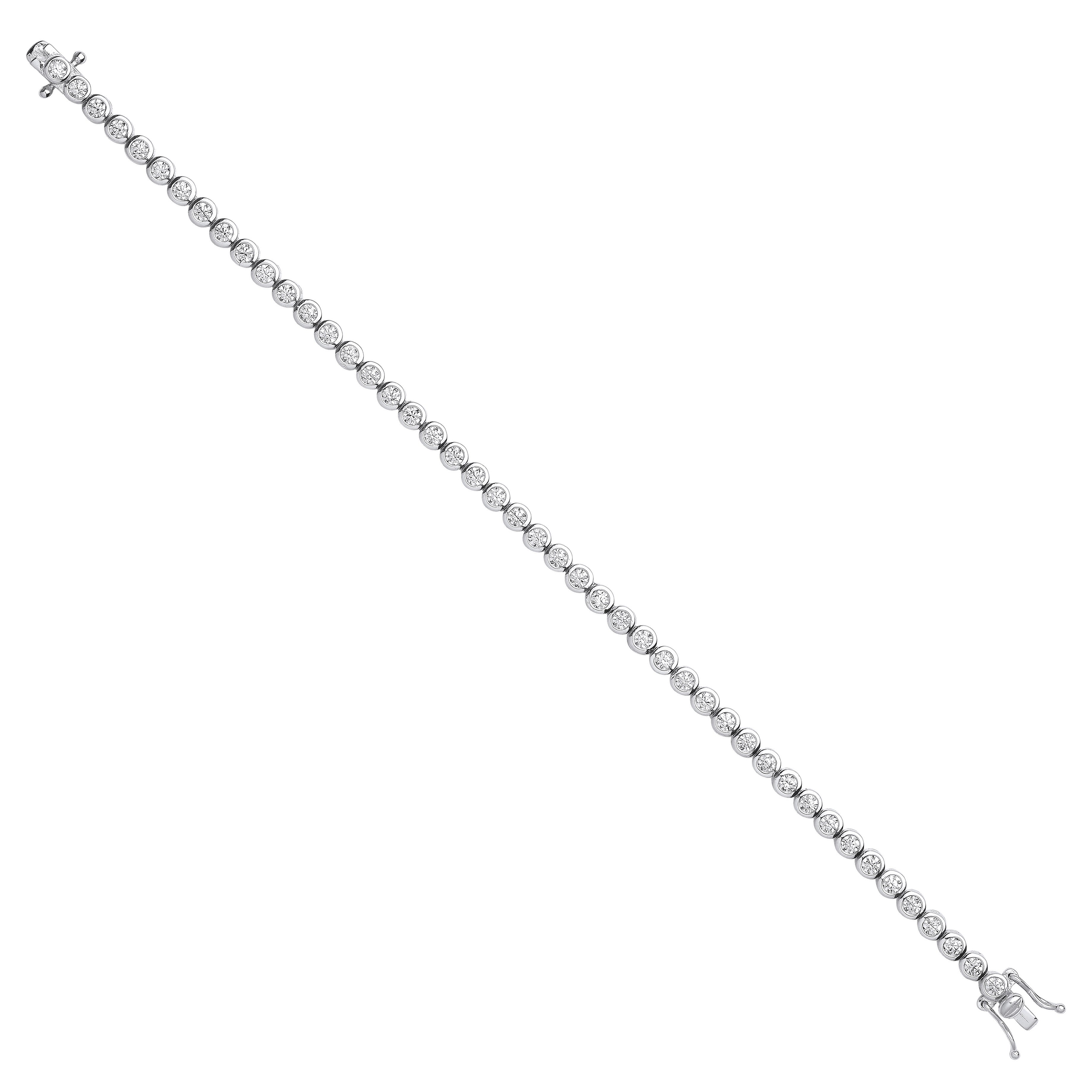 Silver Rubover Cubic Zirconia Tennis Bracelet - Silver