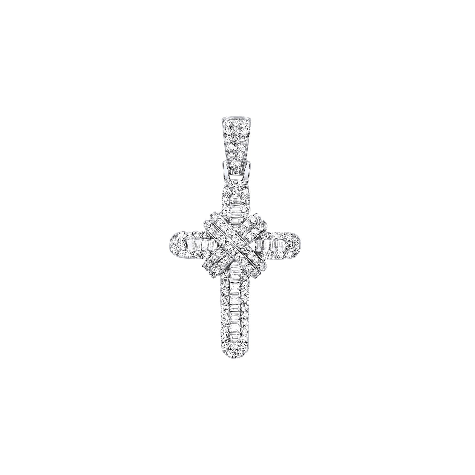 9ct White Gold 0.81ct Diamond Cross - 9ct Gold