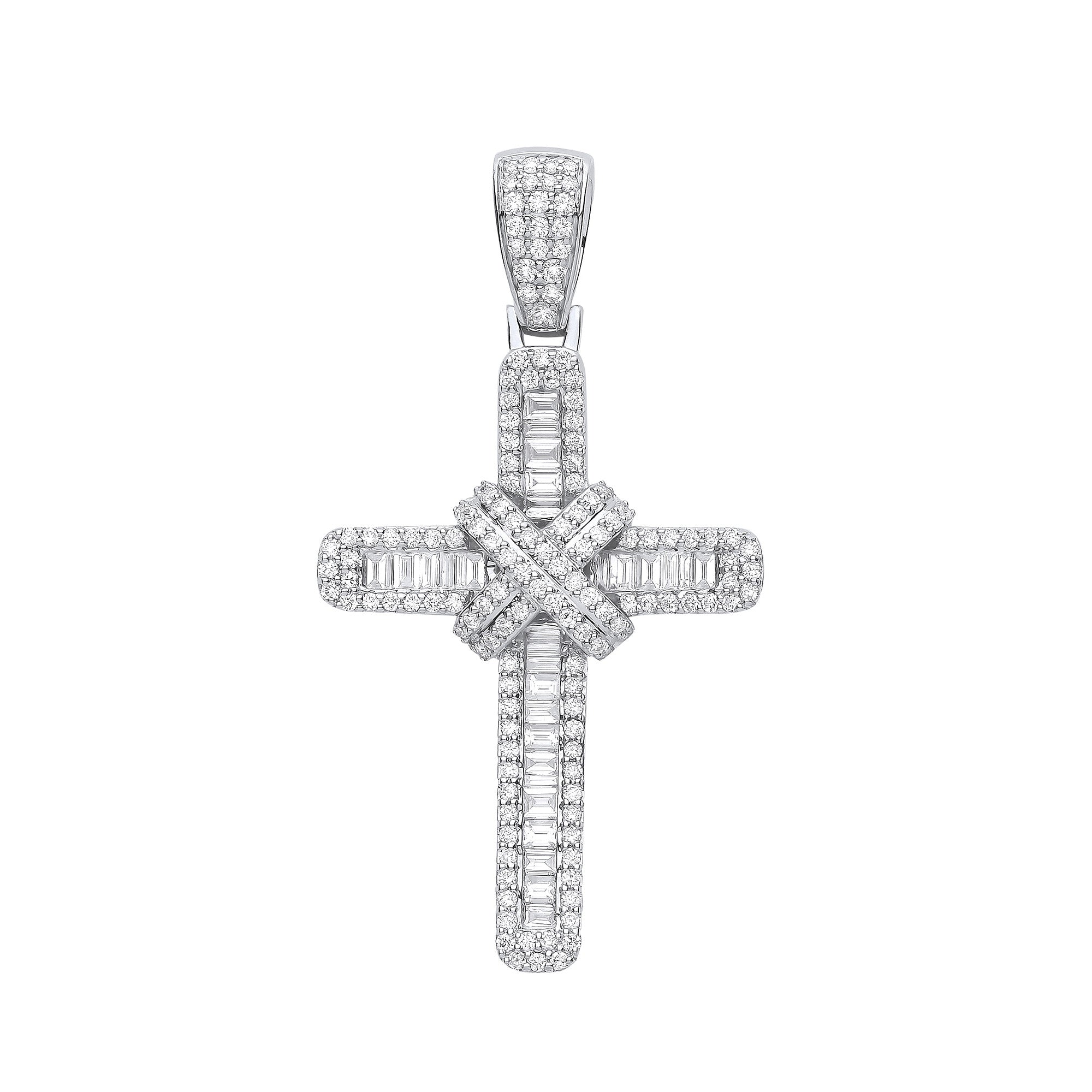 18ct White Gold 2.00ct Diamond Cross - 18ct Gold