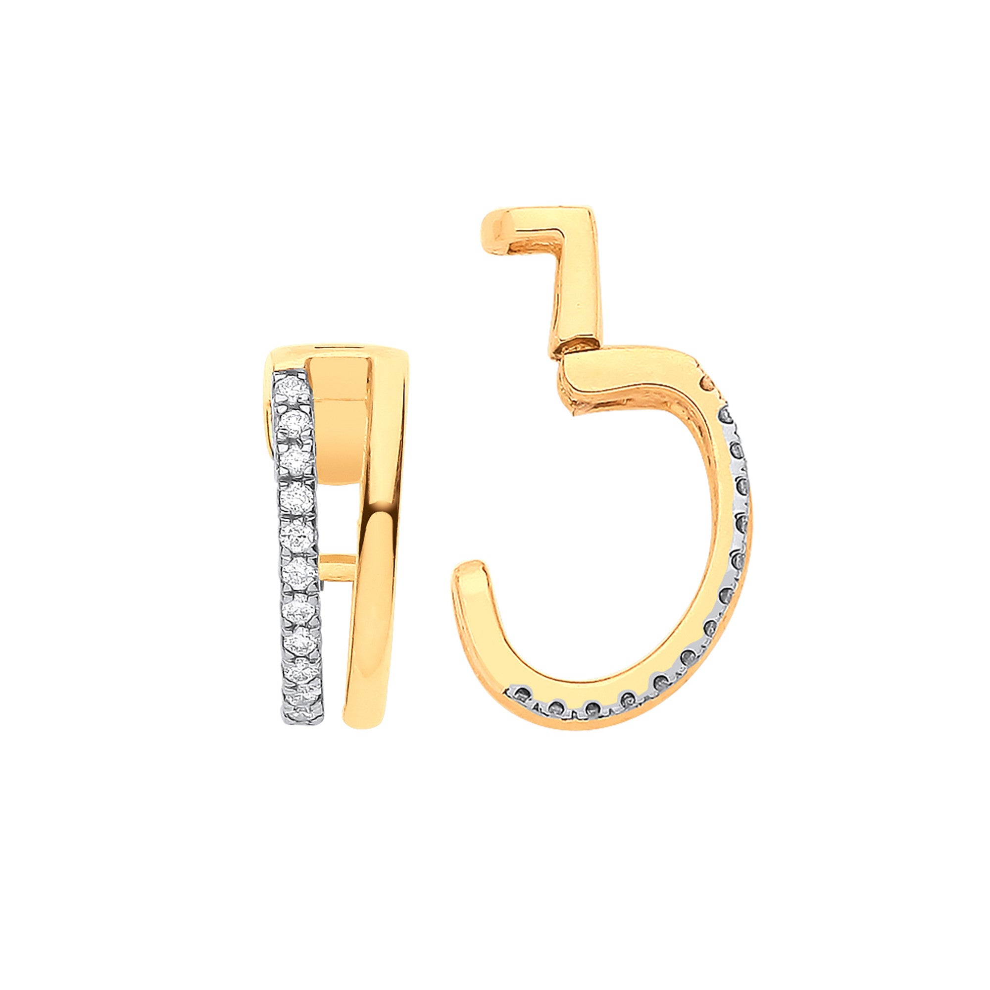 9ct Yellow gold 0.08ct single cuff earring - 9ct Gold