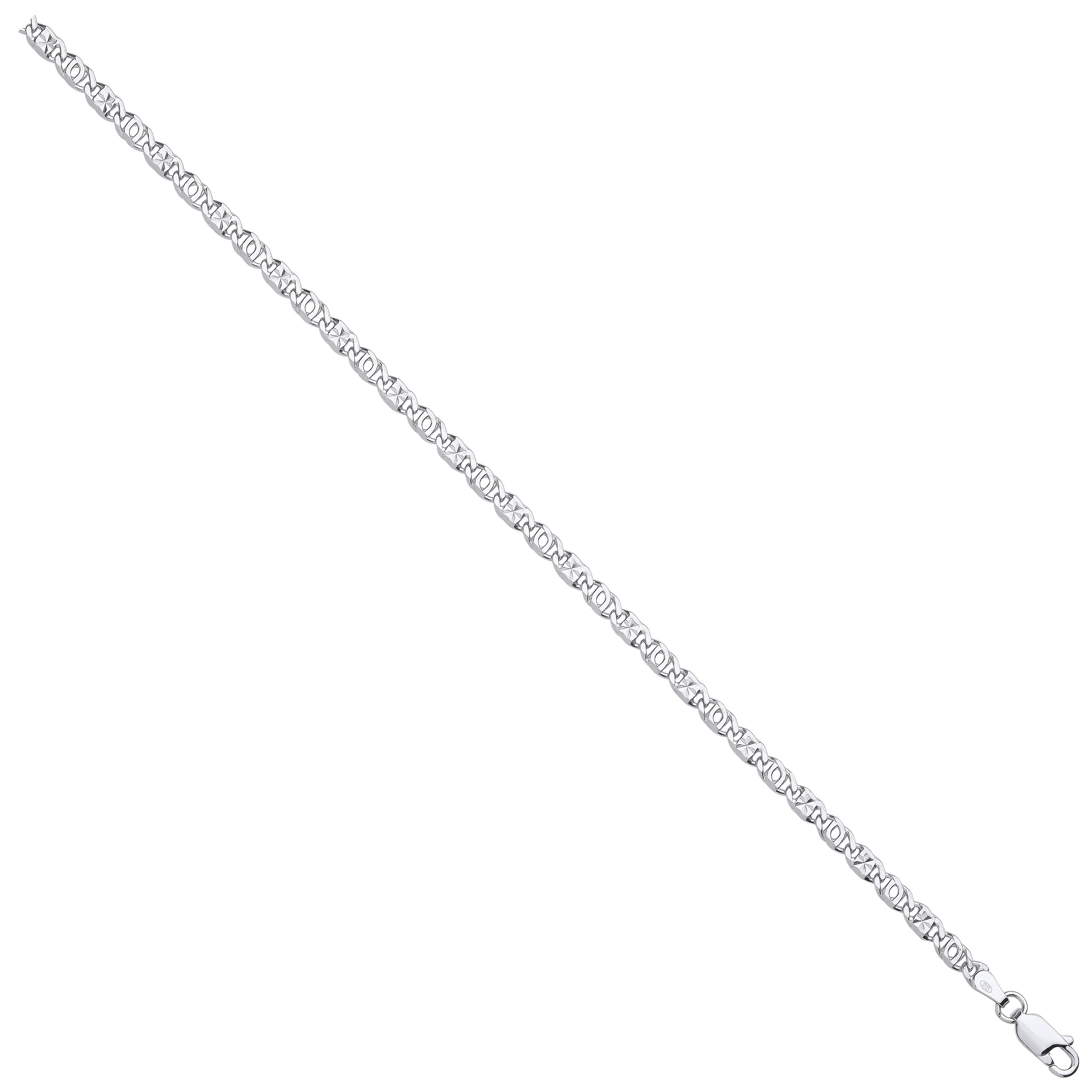 Silver 3.7mm Anchor Chain with Star Stamp - Silver