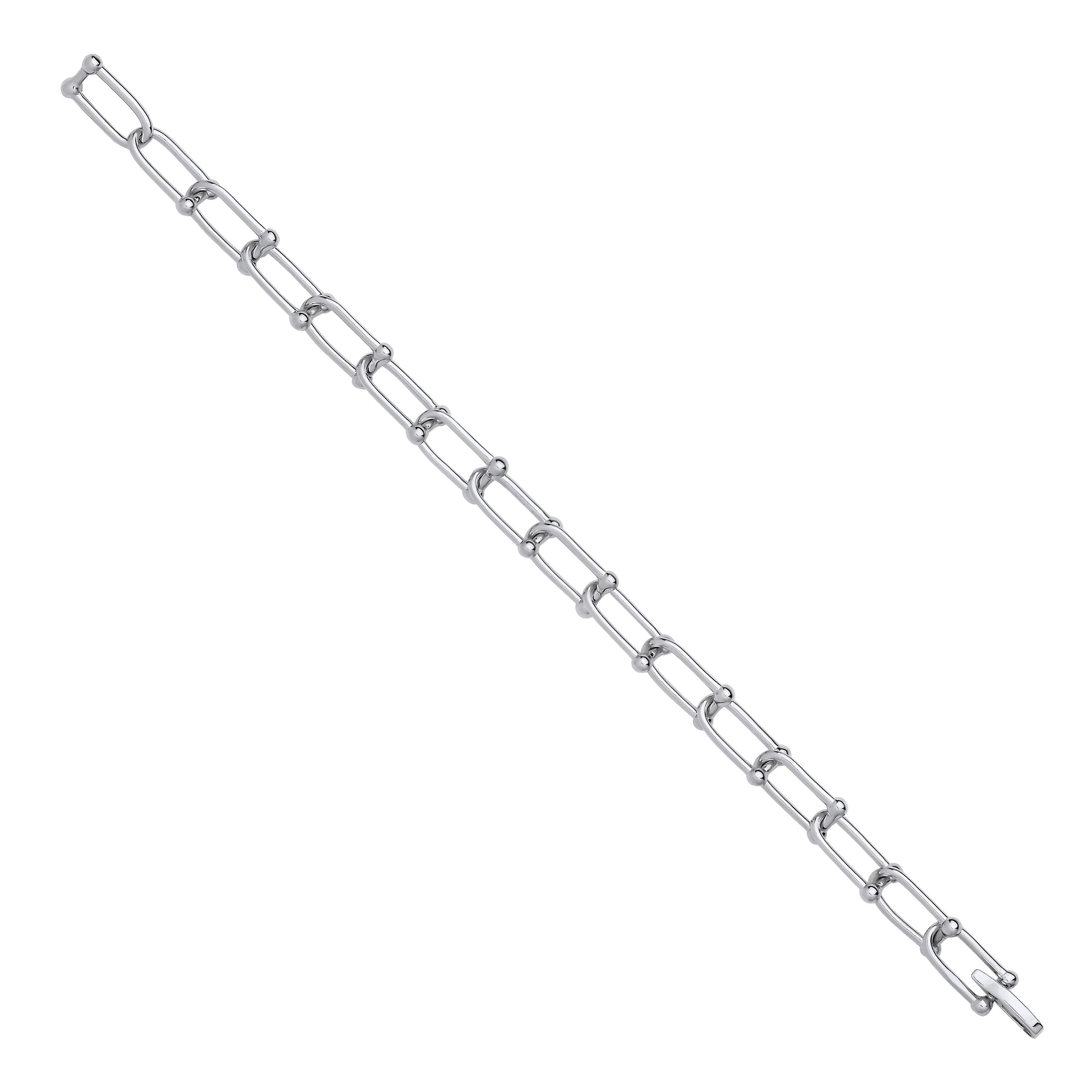 Silver Bike Lock Link Ladies Bracelet - Silver