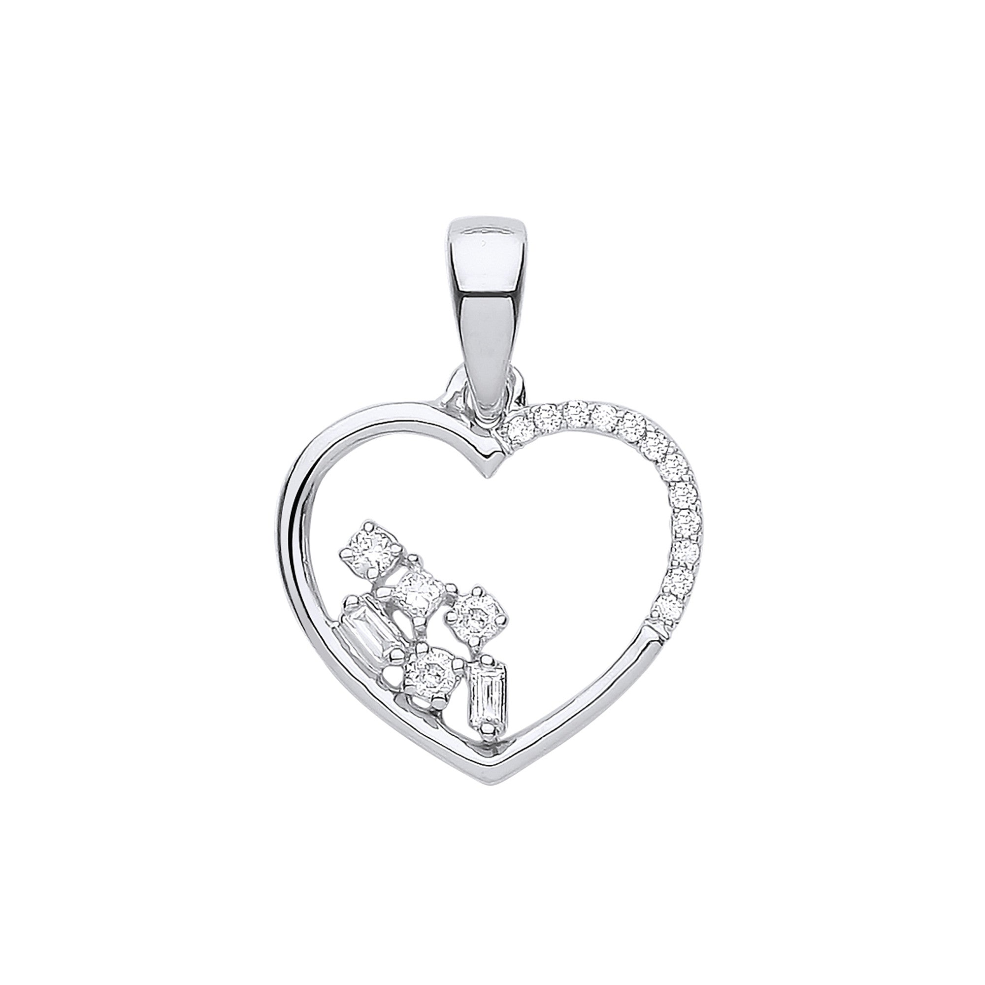 9ct White Gold 0.10ct Diamond Heart pendant - 9ct Gold