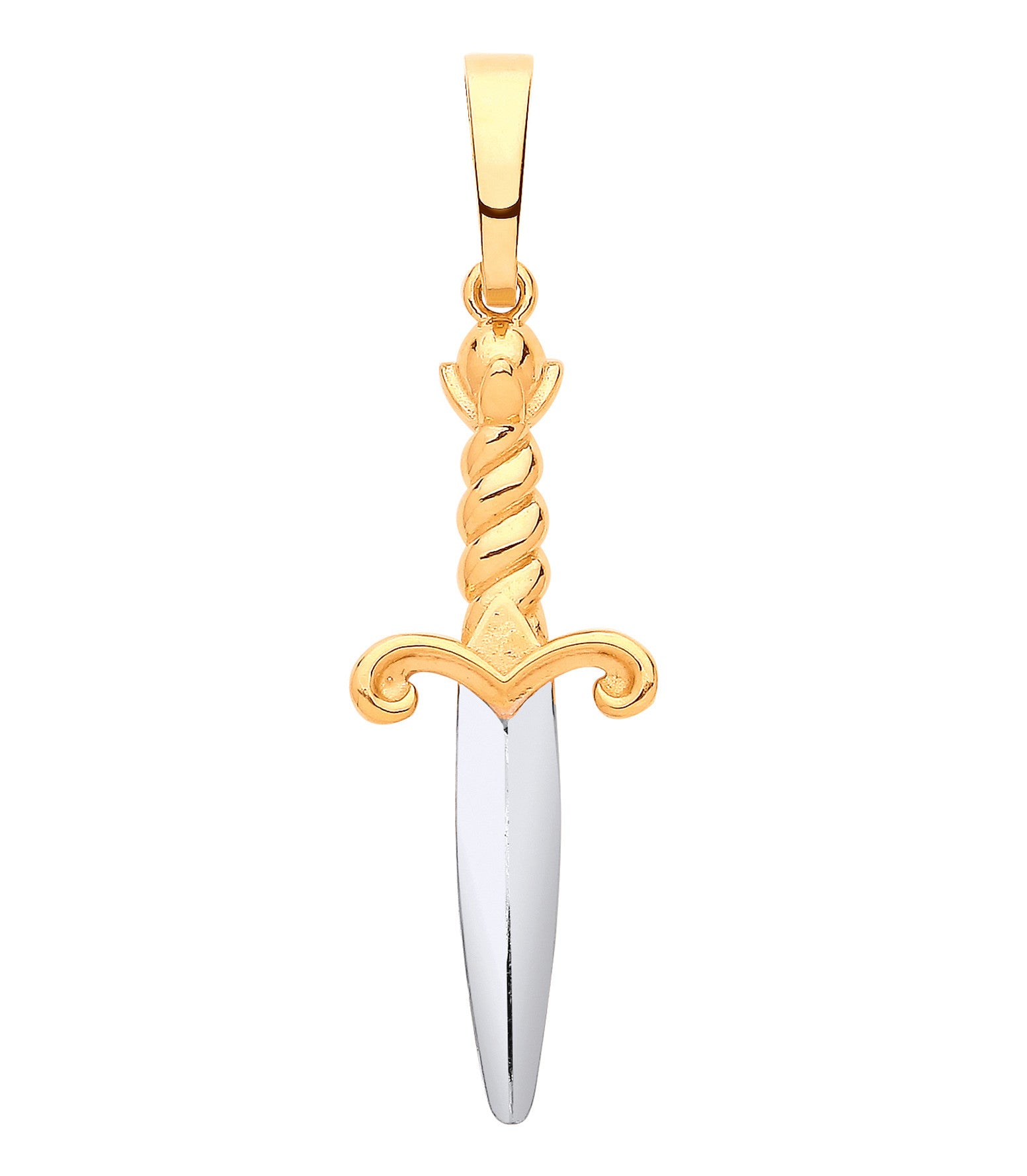 Yellow White Gold Dagger Sword Pendant - 9ct Gold