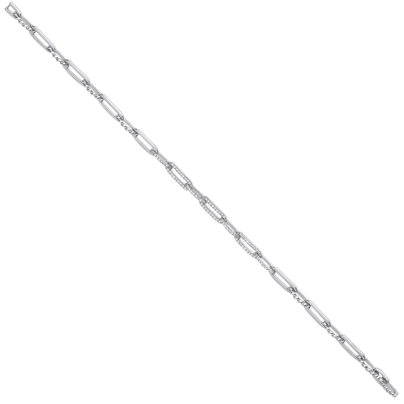 9ct White gold 0.42ct Curb bracelet