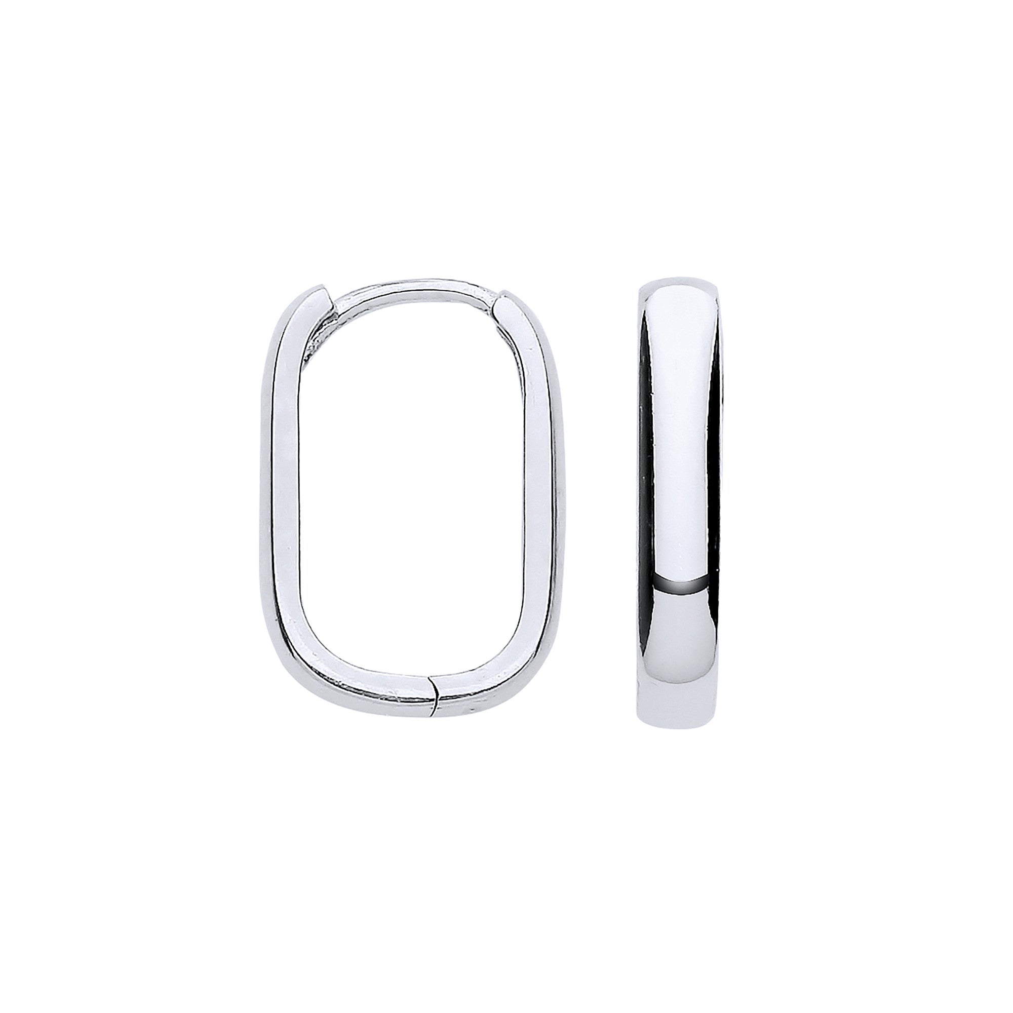 White Gold Plain Rectangle Hinged Huggies - 9ct Gold