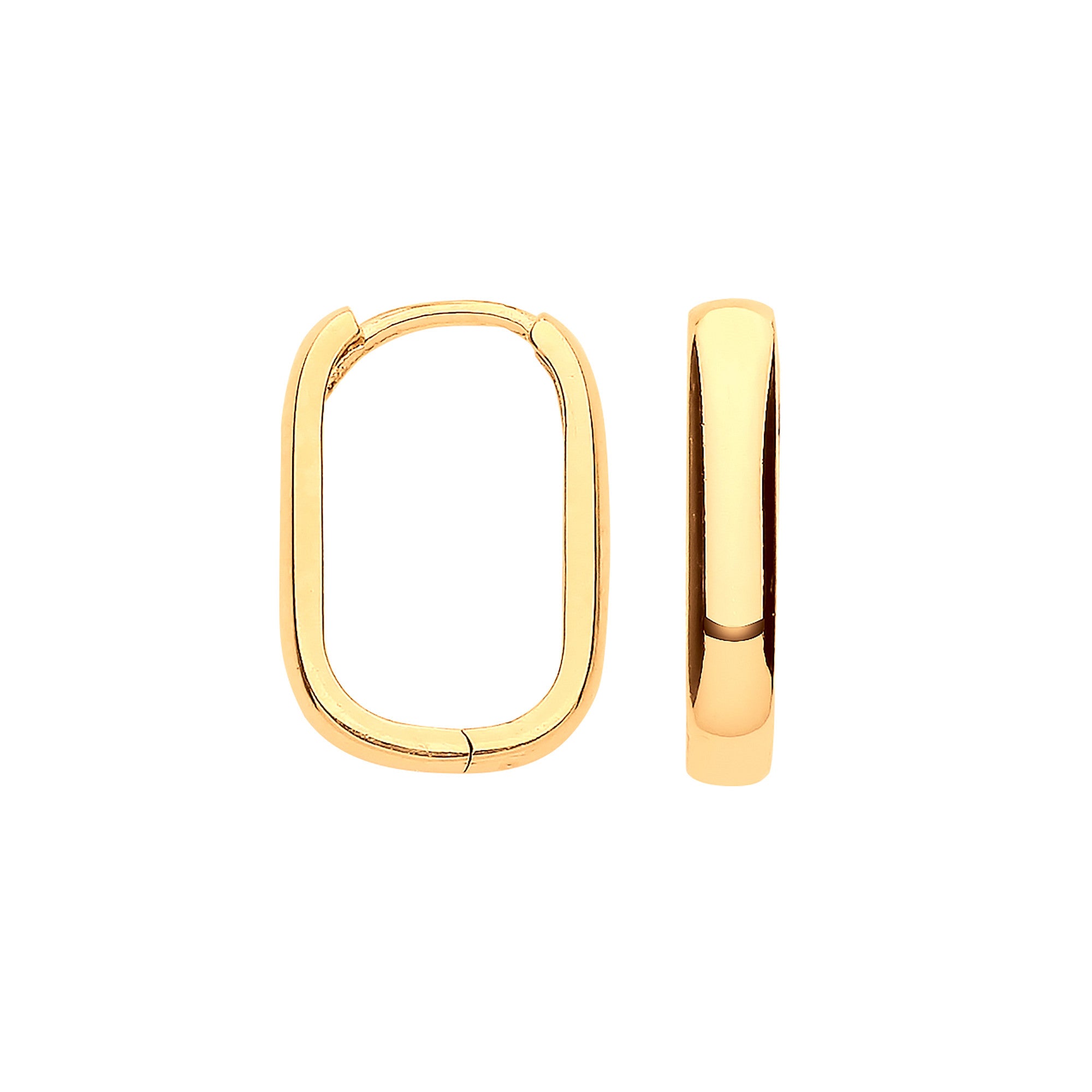 Yellow Gold Plain Rectangle Hinged Huggies - 9ct Gold