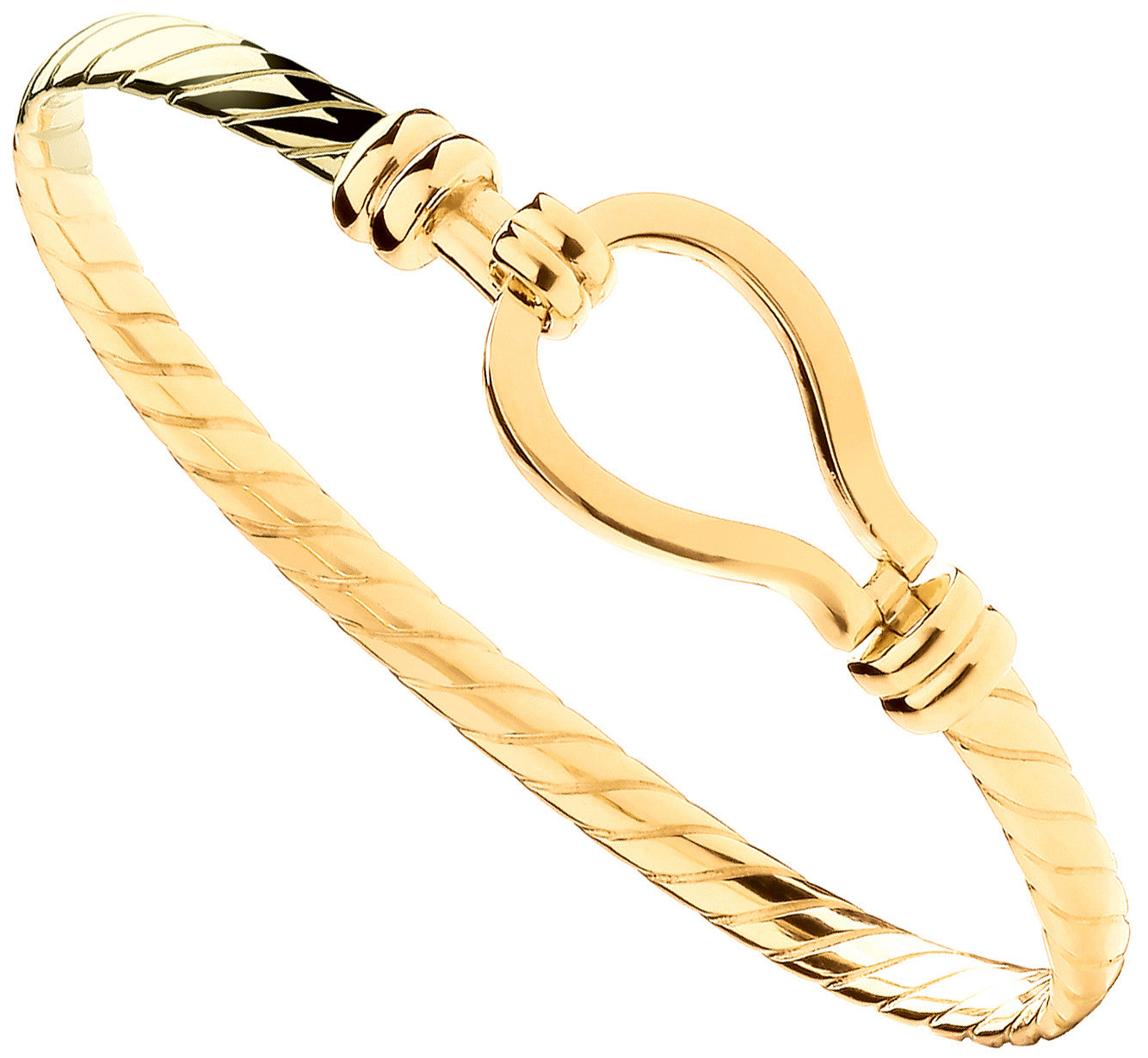 Yellow Gold Hook Ladies 4mm Bangle - 9ct Gold