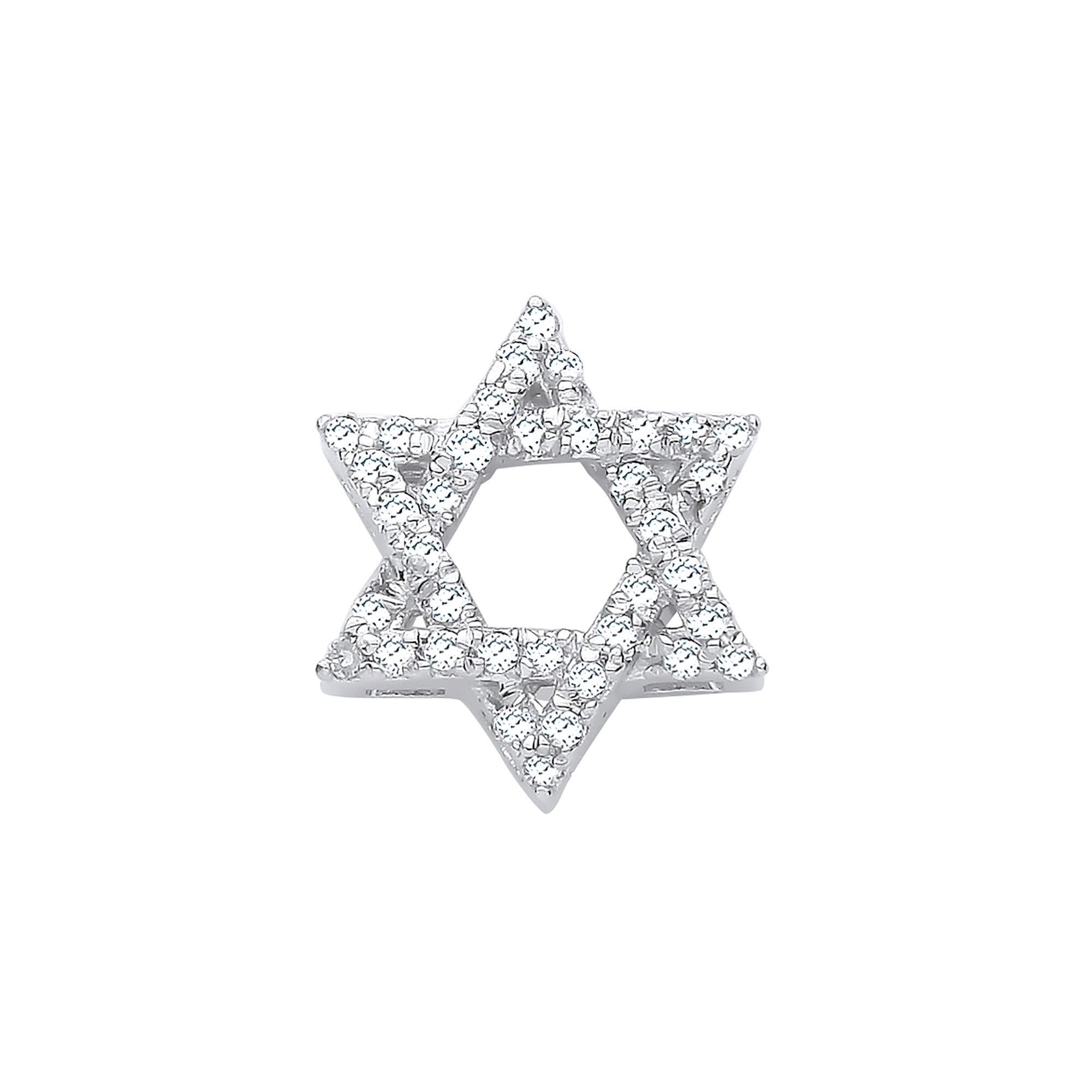 9ct White Gold 0.10ct Diamonds Star of David Pendant - 9ct Gold