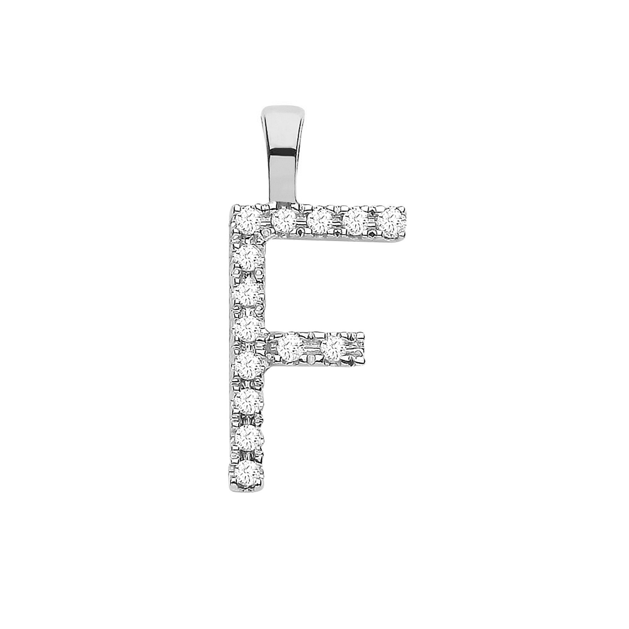 9ct White Gold 0.05ct Diamond F Initial - 9ct Gold