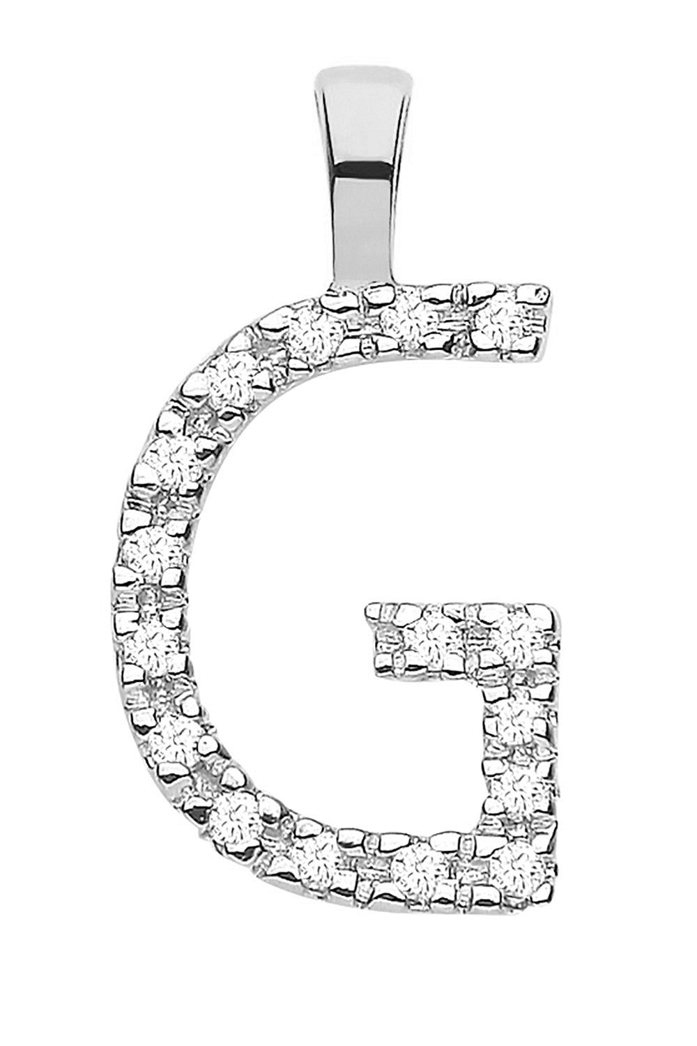 9ct White Gold 0.05ct Diamond G Initial - 9ct Gold