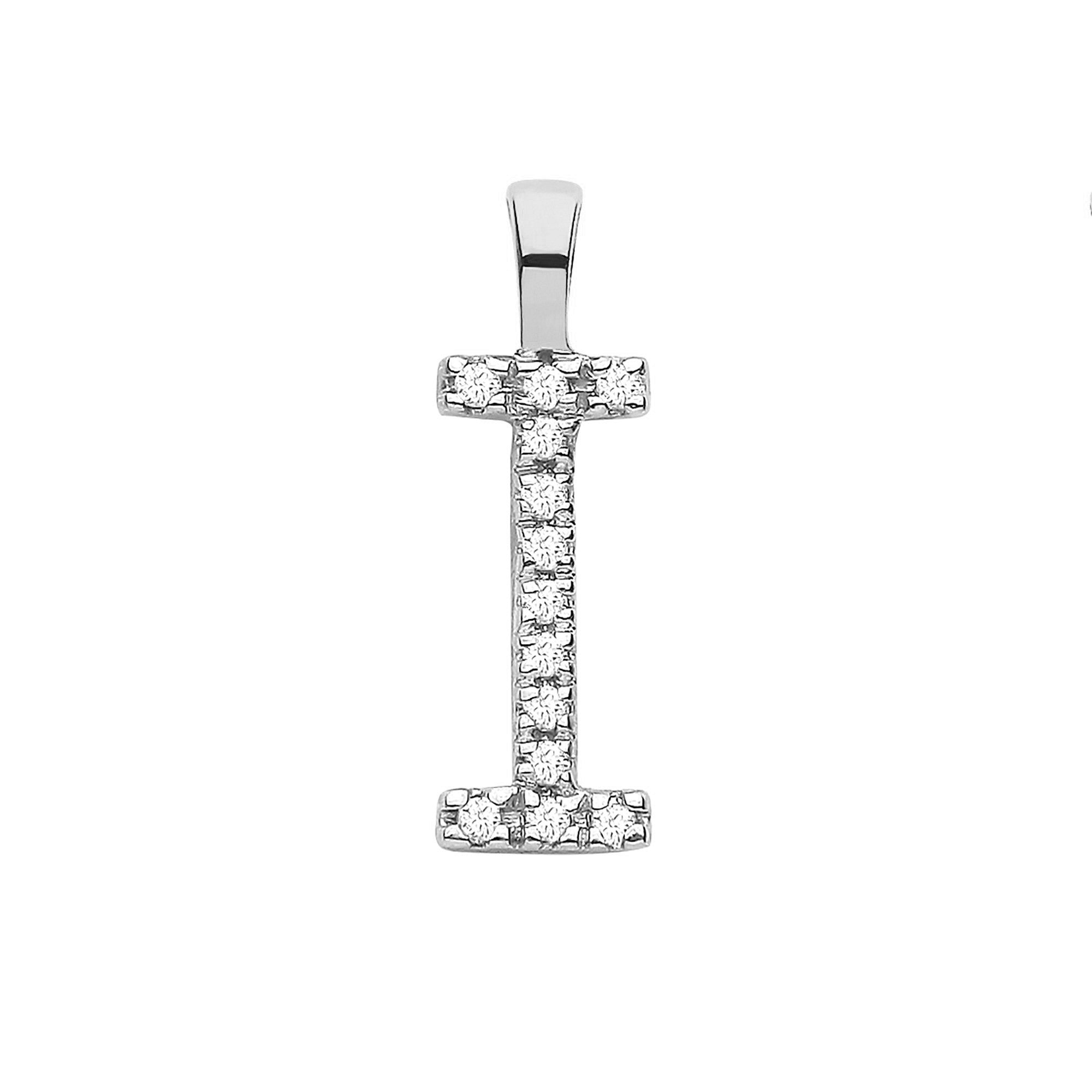 9ct White Gold 0.05ct Diamond I Initial - 9ct Gold