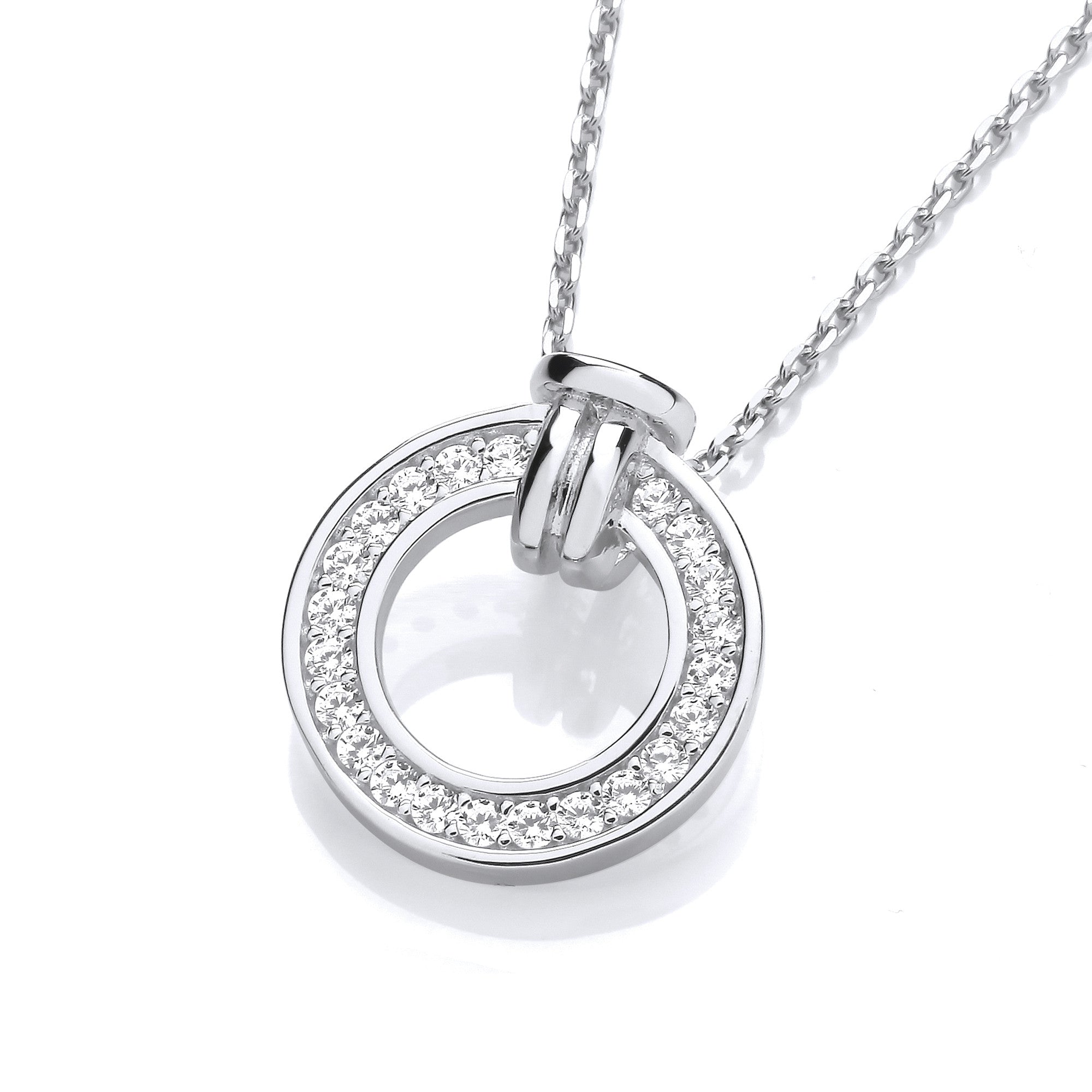 Circle of Life Cubic Zirconias Pendant with Chain - Silver