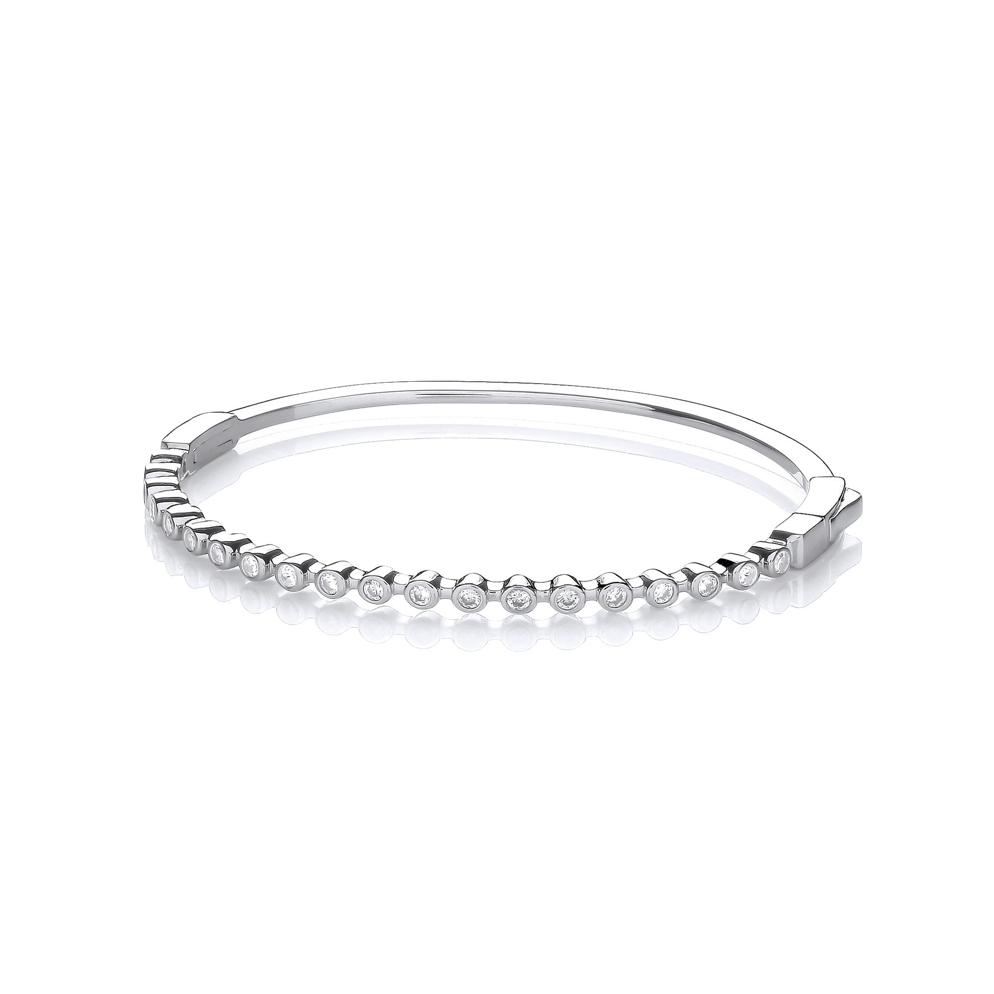 Rubover Cubic Zirconias Ladies J-Jaz Bangle - Silver