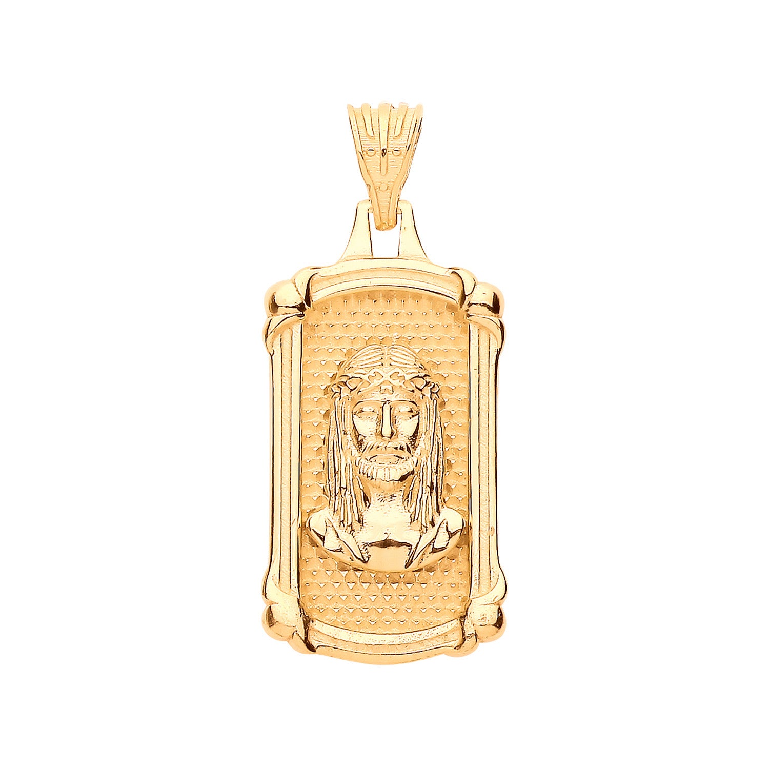 Yellow Gold Jesus Dog Tag Pendant - 9ct Gold