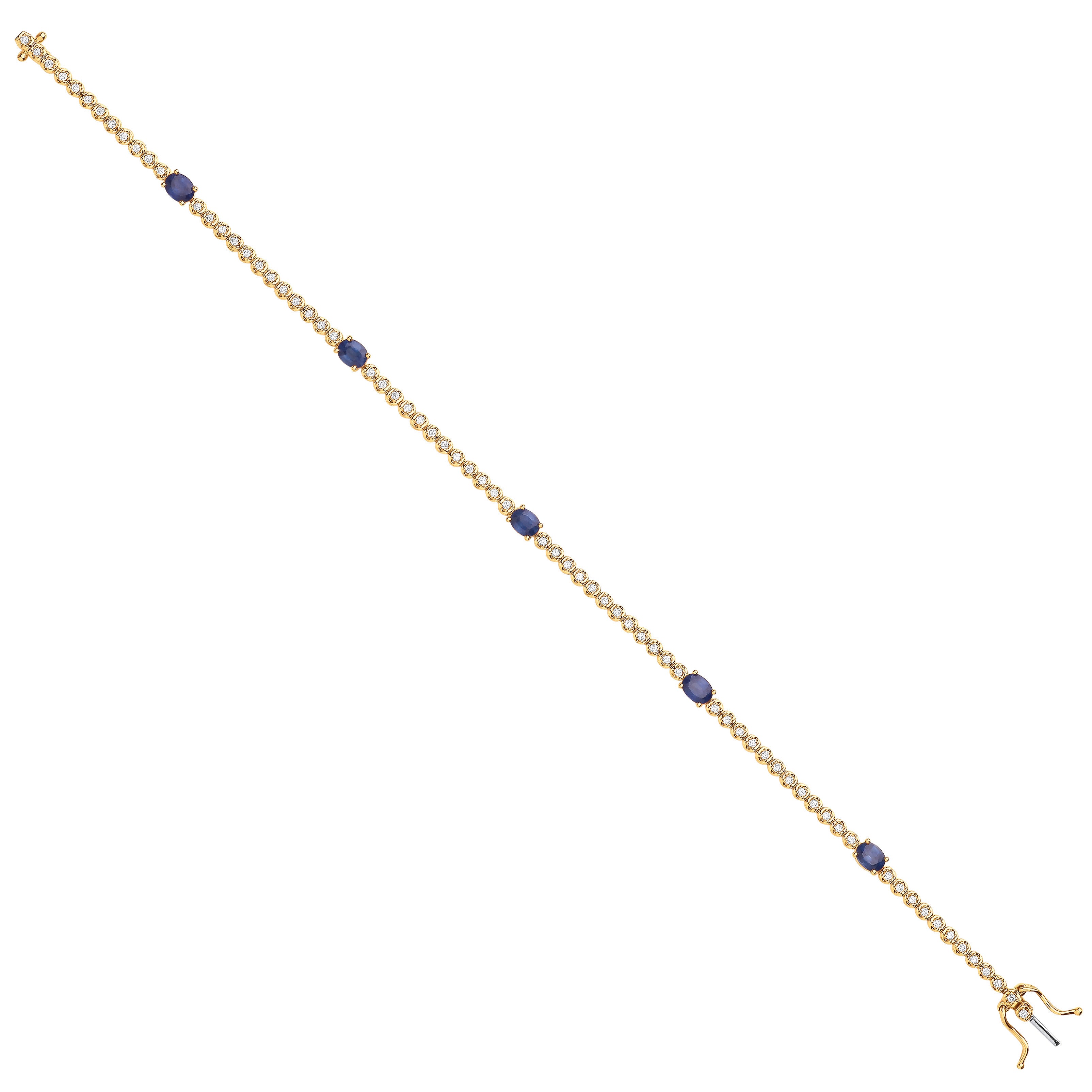 9ct Yellow Gold bracelet 0.40ct Diamond 1.15ct Sapphire - 9ct Gold