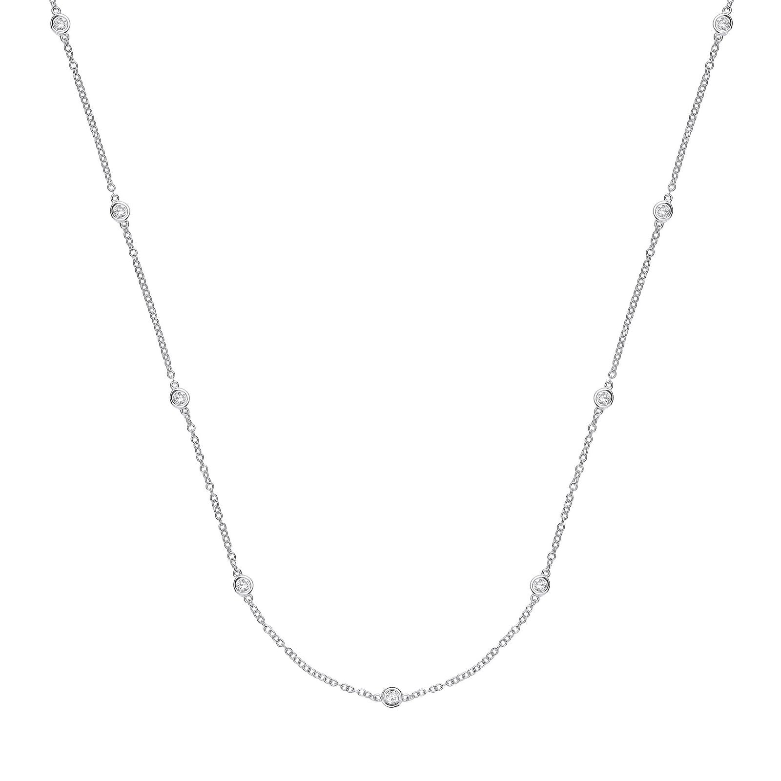 9ct White Gold 0.50ct Diamond by the yard Necklace (18in/45cm)