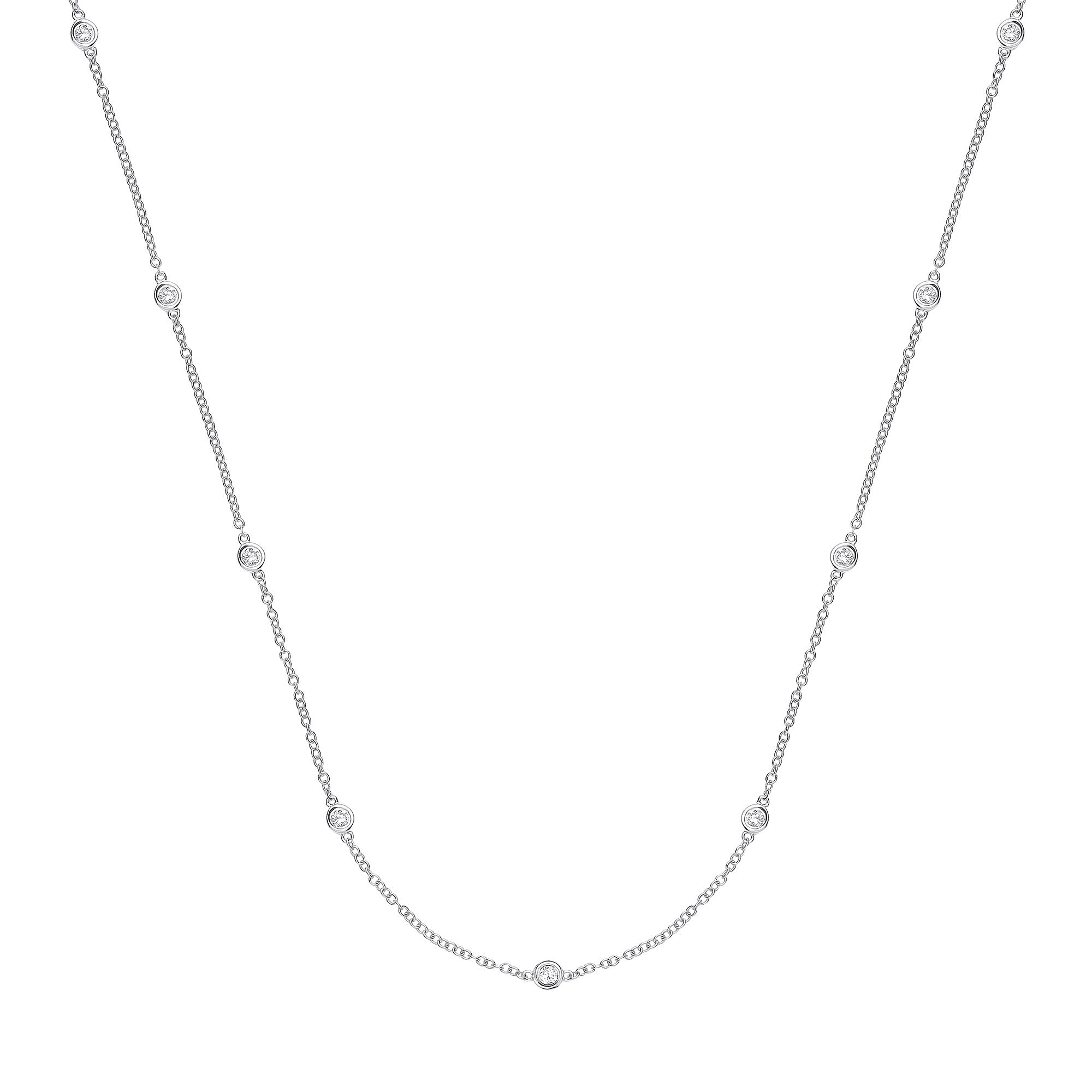 9ct White Gold 0.50ct Diamond by the yard Necklace (18in/45cm) - 9ct Gold