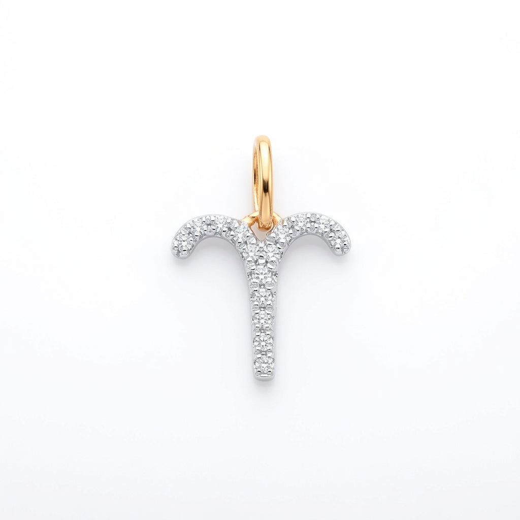 9ct Yellow Gold Aries Zodiac 0.10ct pendant