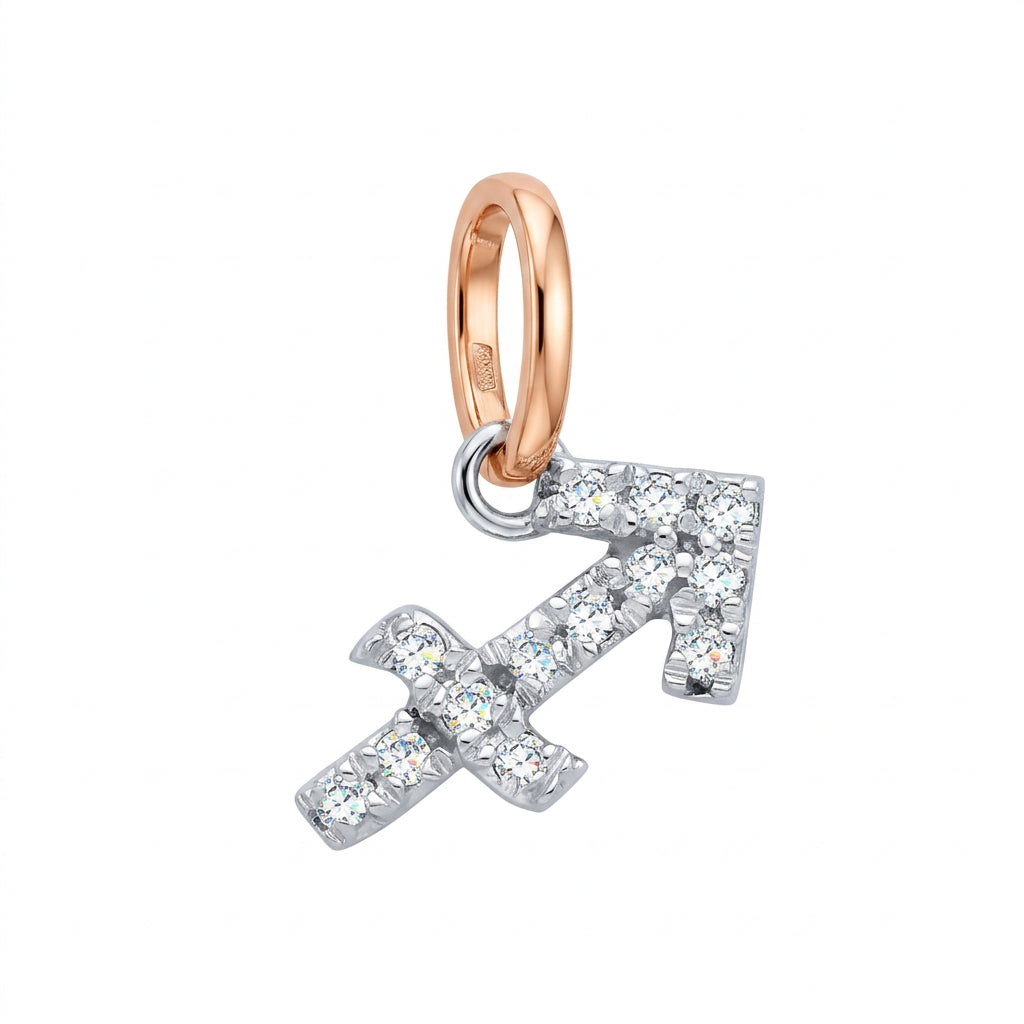 9ct Yellow Gold Sagittarius Zodiac 0.07ct pendant
