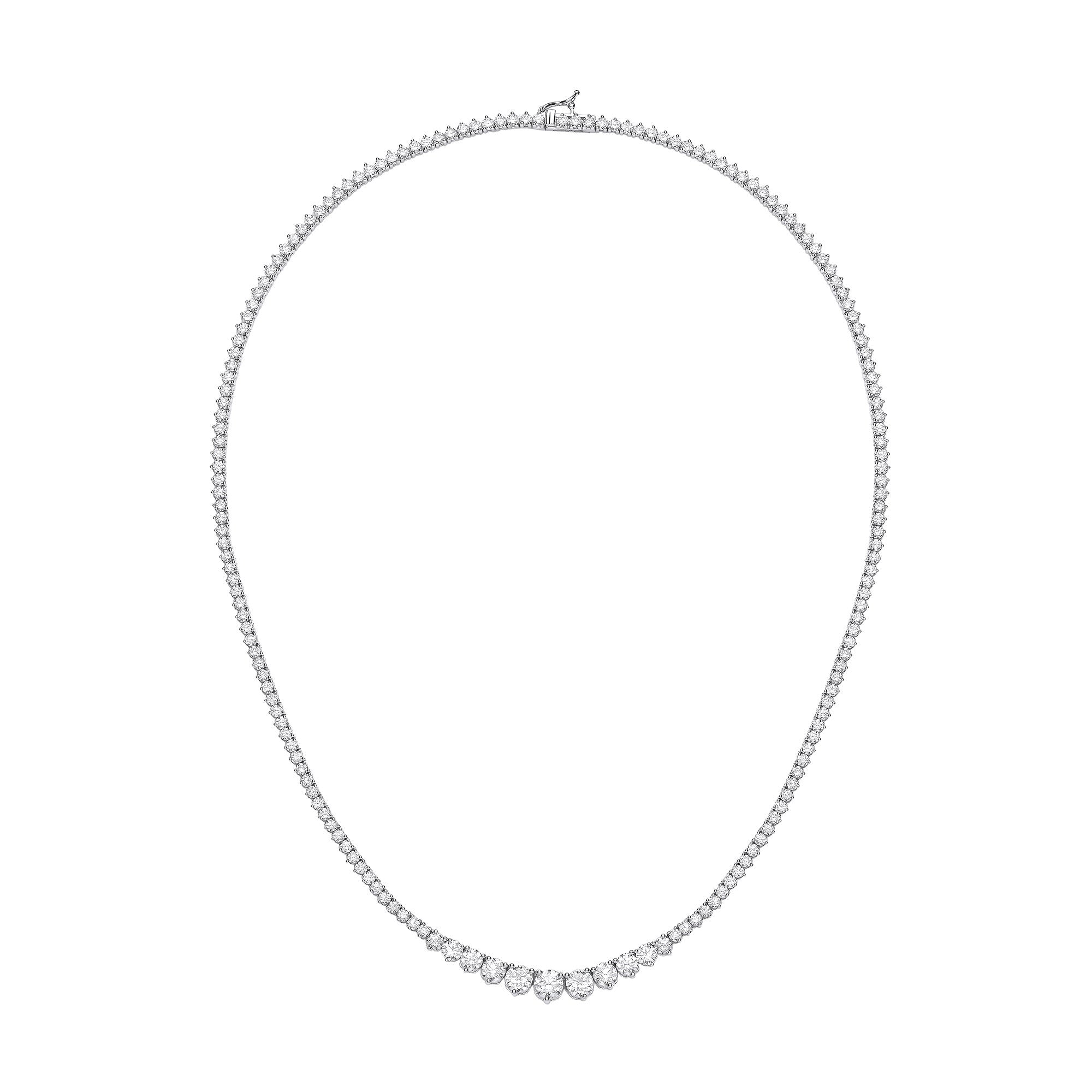18ct White Gold Graduated 10.00ct 17 Inch Necklace - 18ct Gold