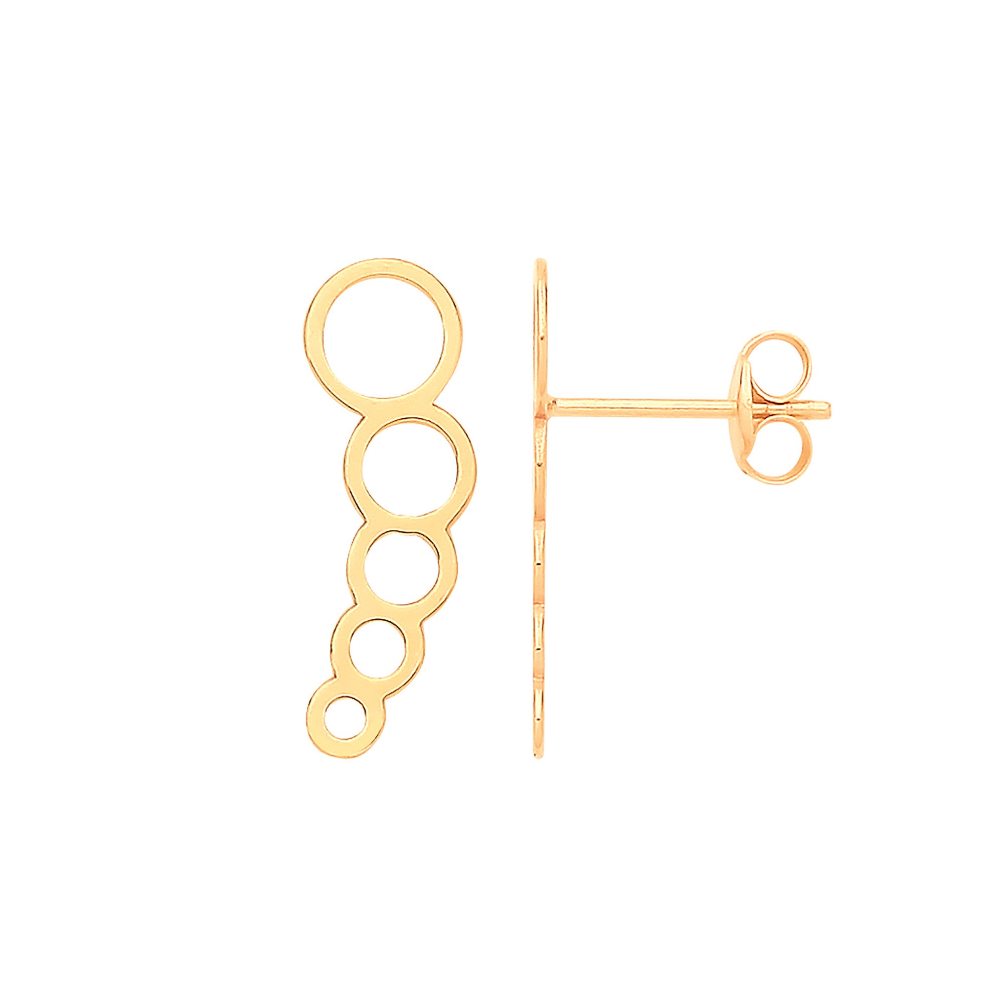 9ct Yellow Gold Graduated Circles Studs - 9ct Gold
