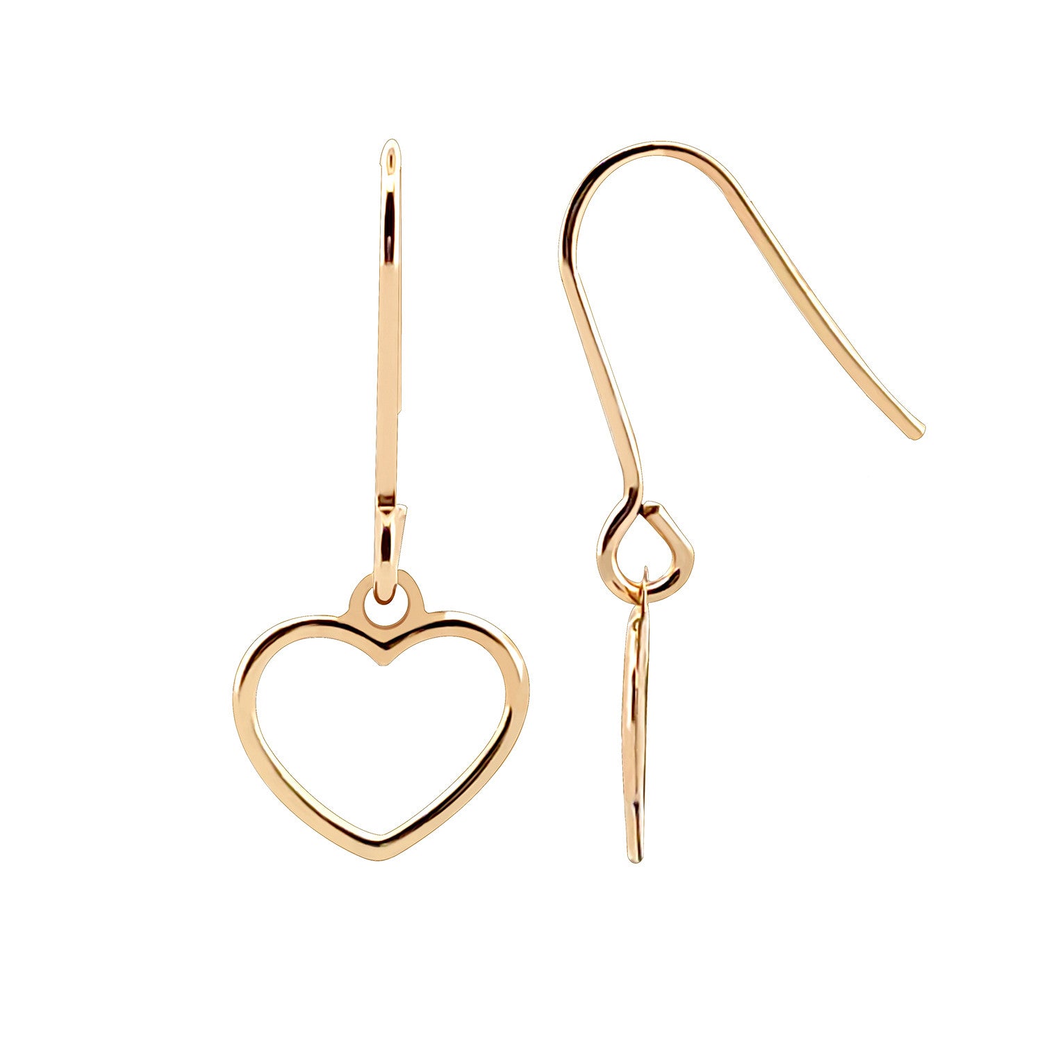 9ct Yellow Gold Heart Drop Studs - 9ct Gold