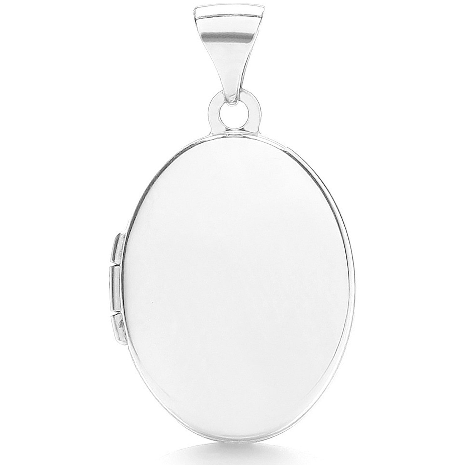 White Gold Oval Shaped Plain Locket - 9ct Gold